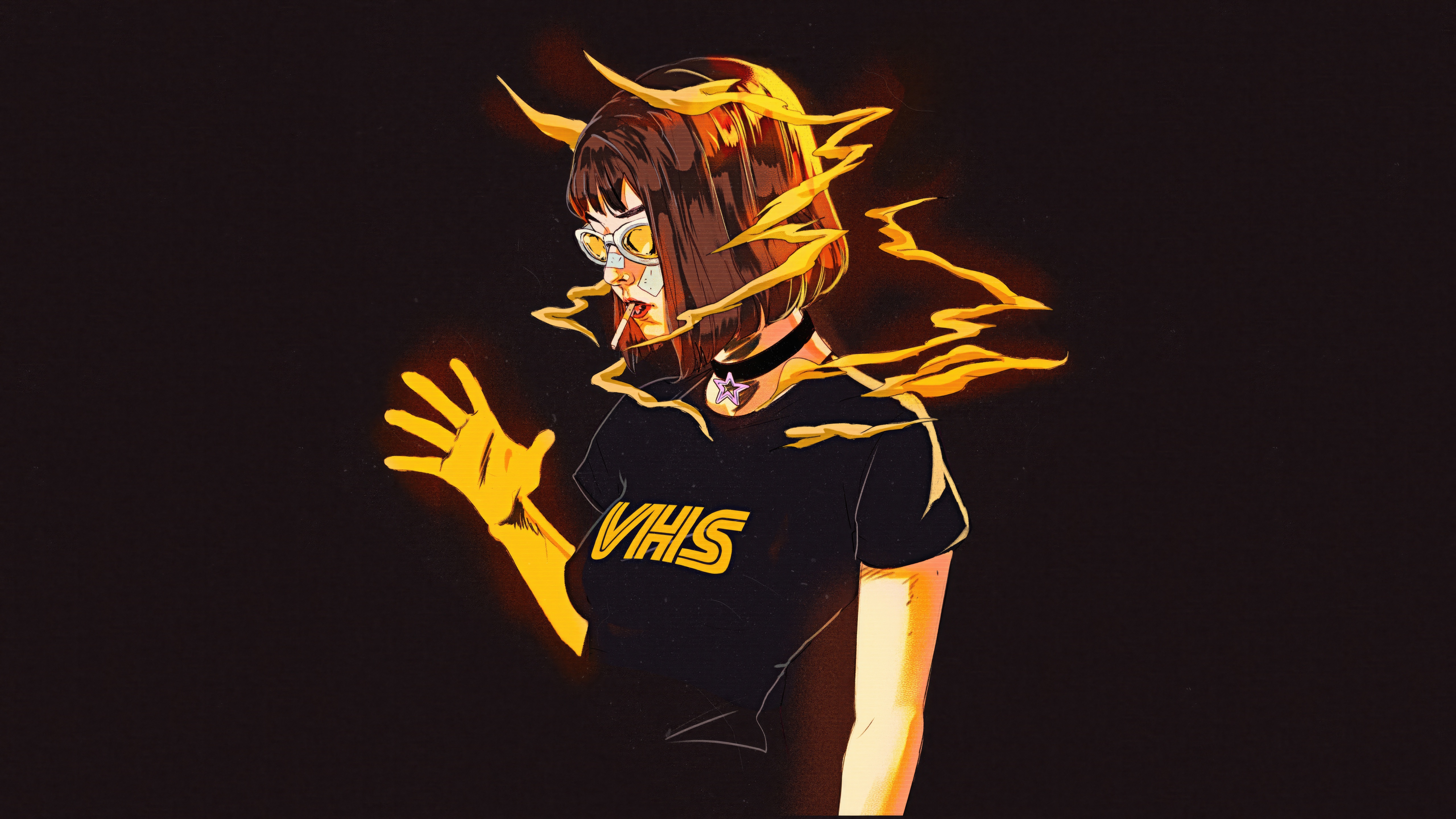 Cool Girl with VHS T-shirt HD Wallpaper