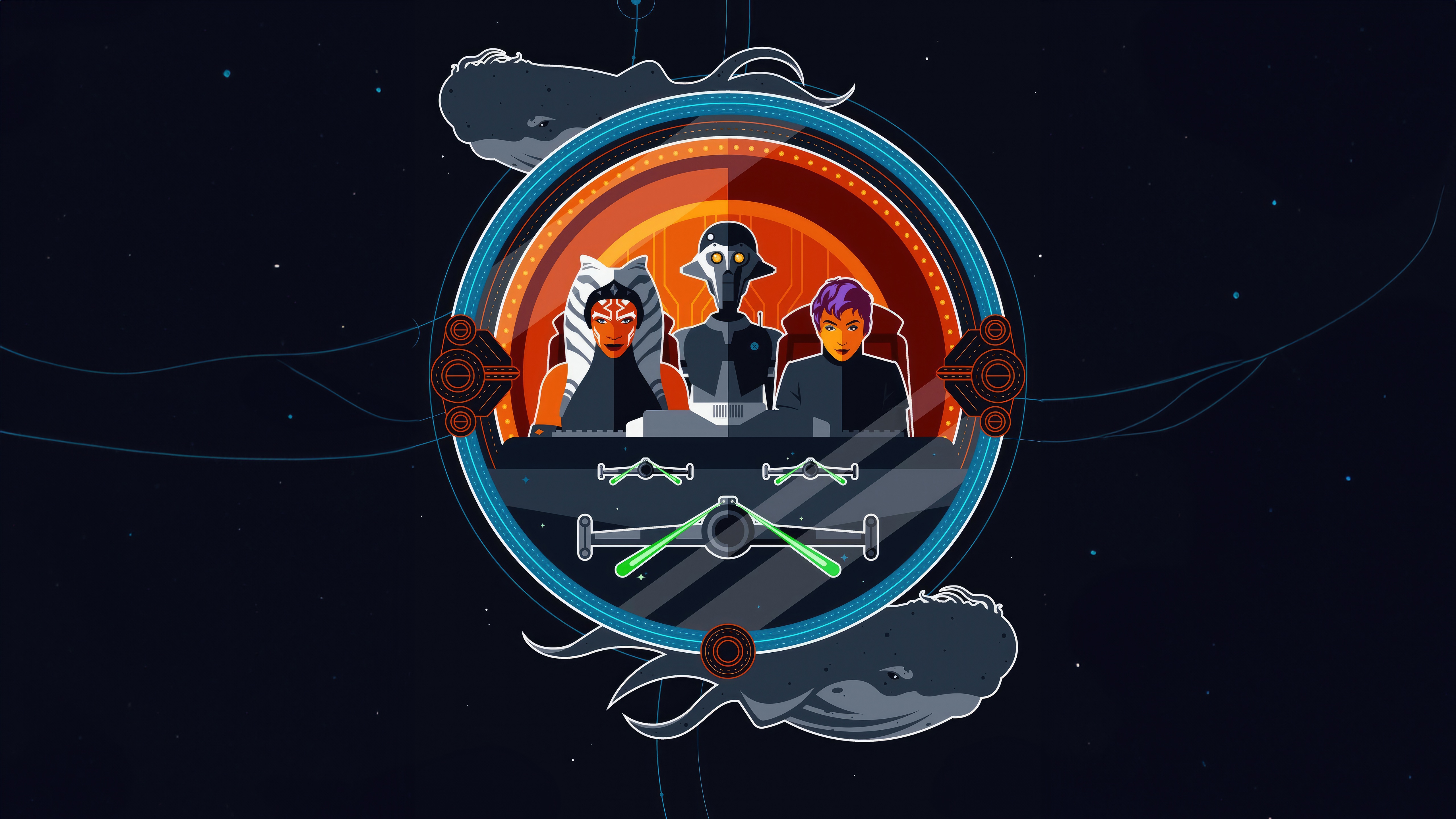 Star Wars Rebels characters in a circular frame HD Wallpaper