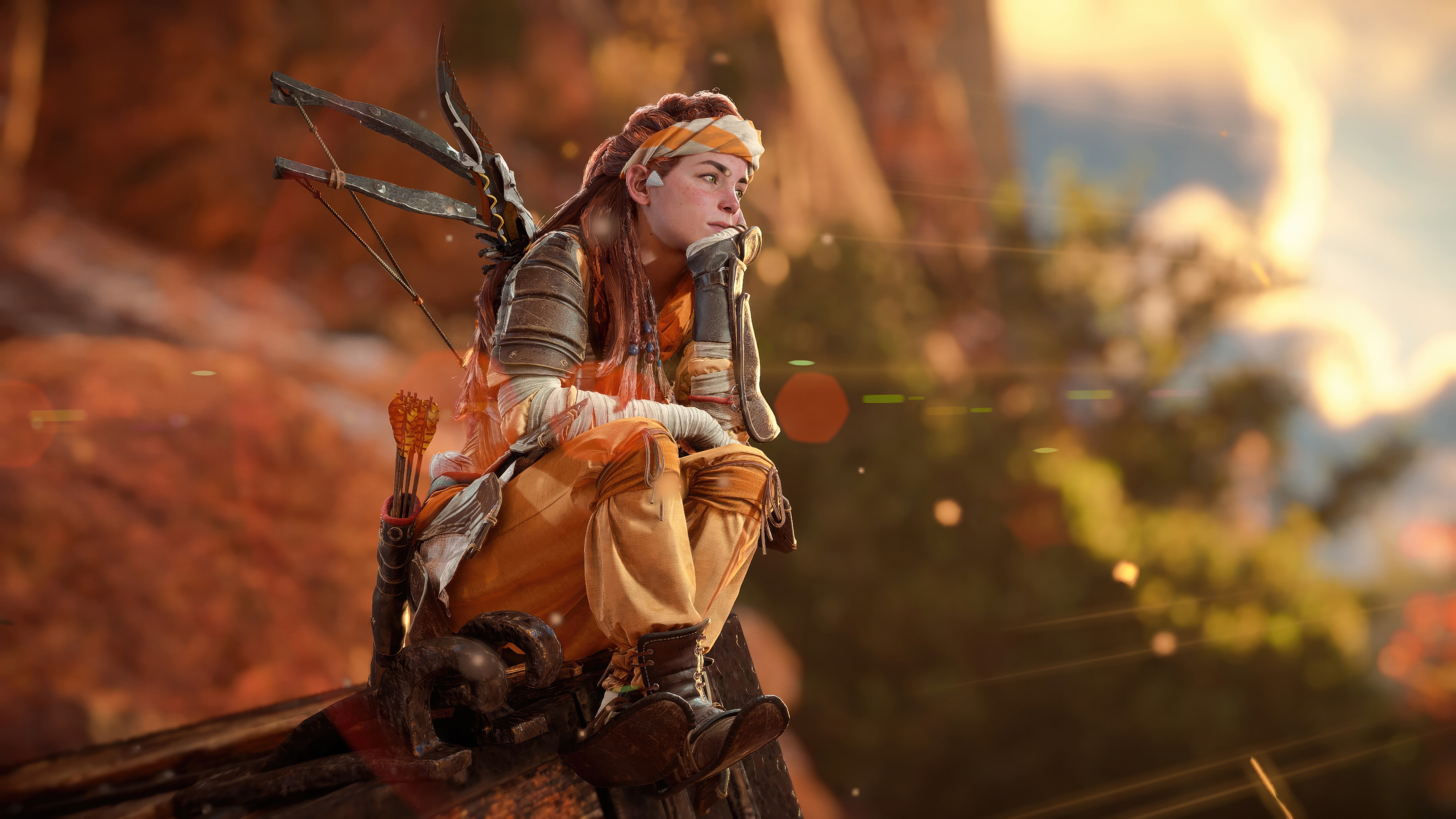 Horizon Forbidden West Aloy sitting on a ledge HD Wallpaper