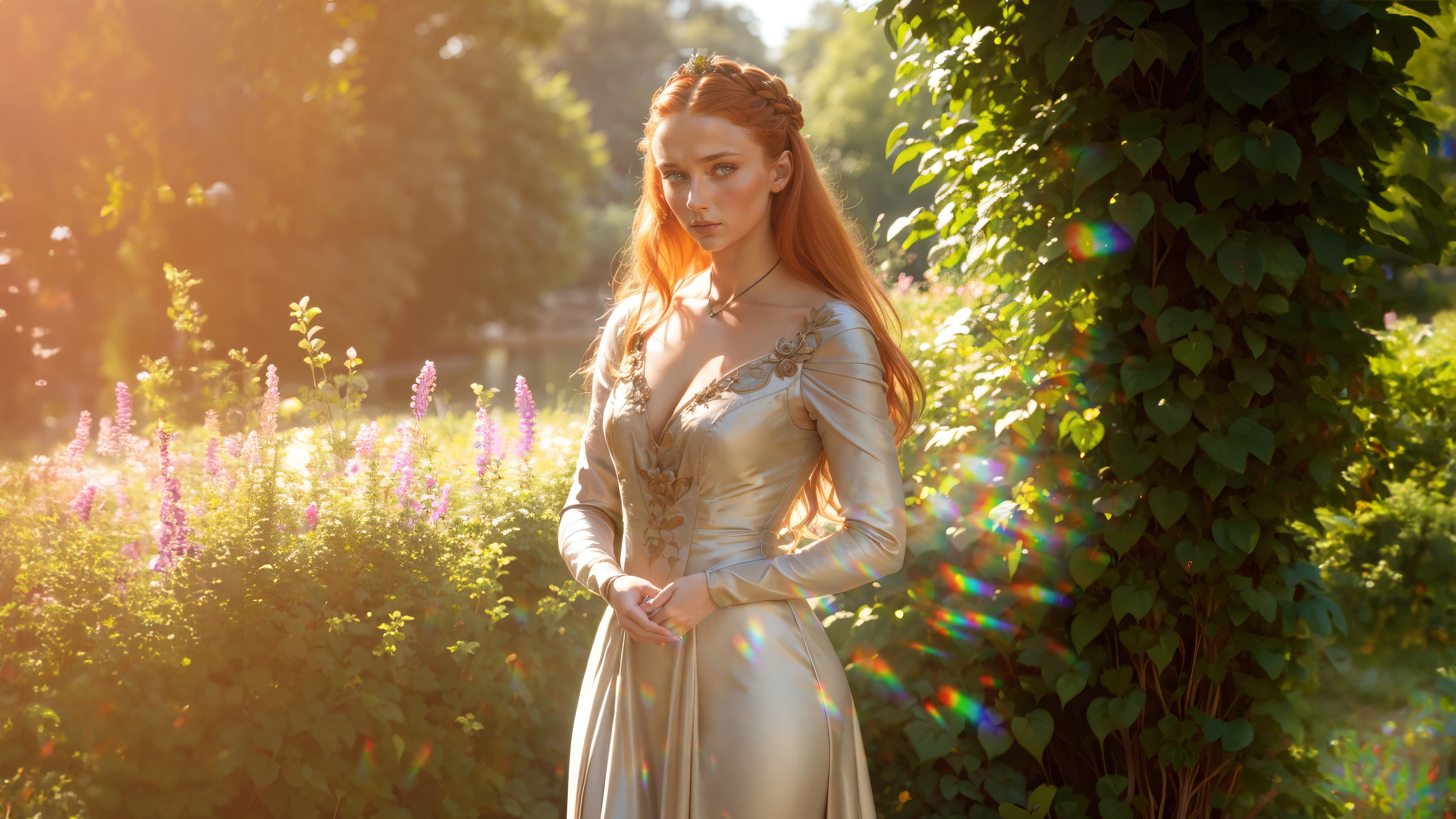 Sansa Stark in a fantasy garden HD Wallpaper