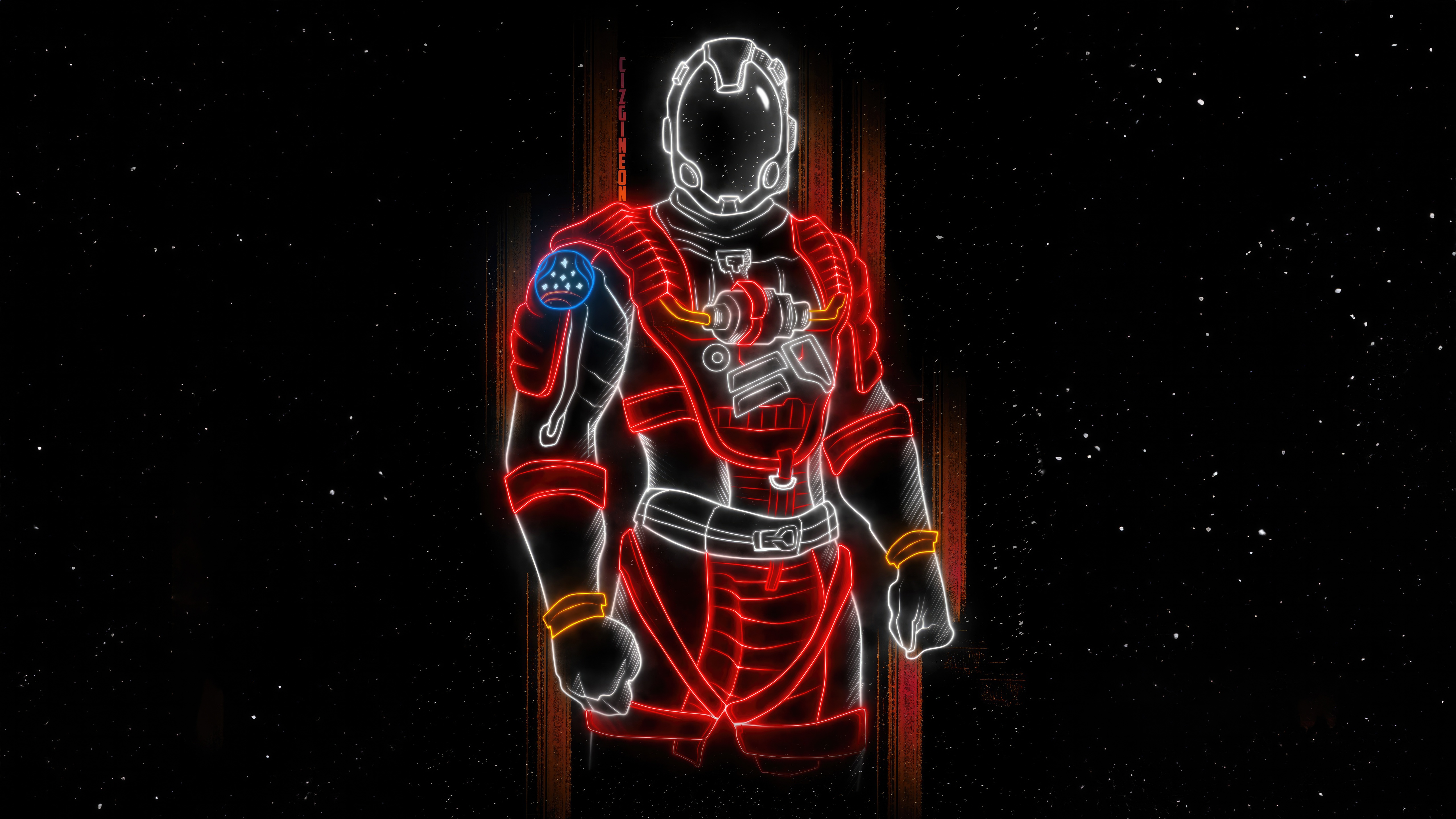 Starfield Neon Astronaut in Space HD Wallpaper