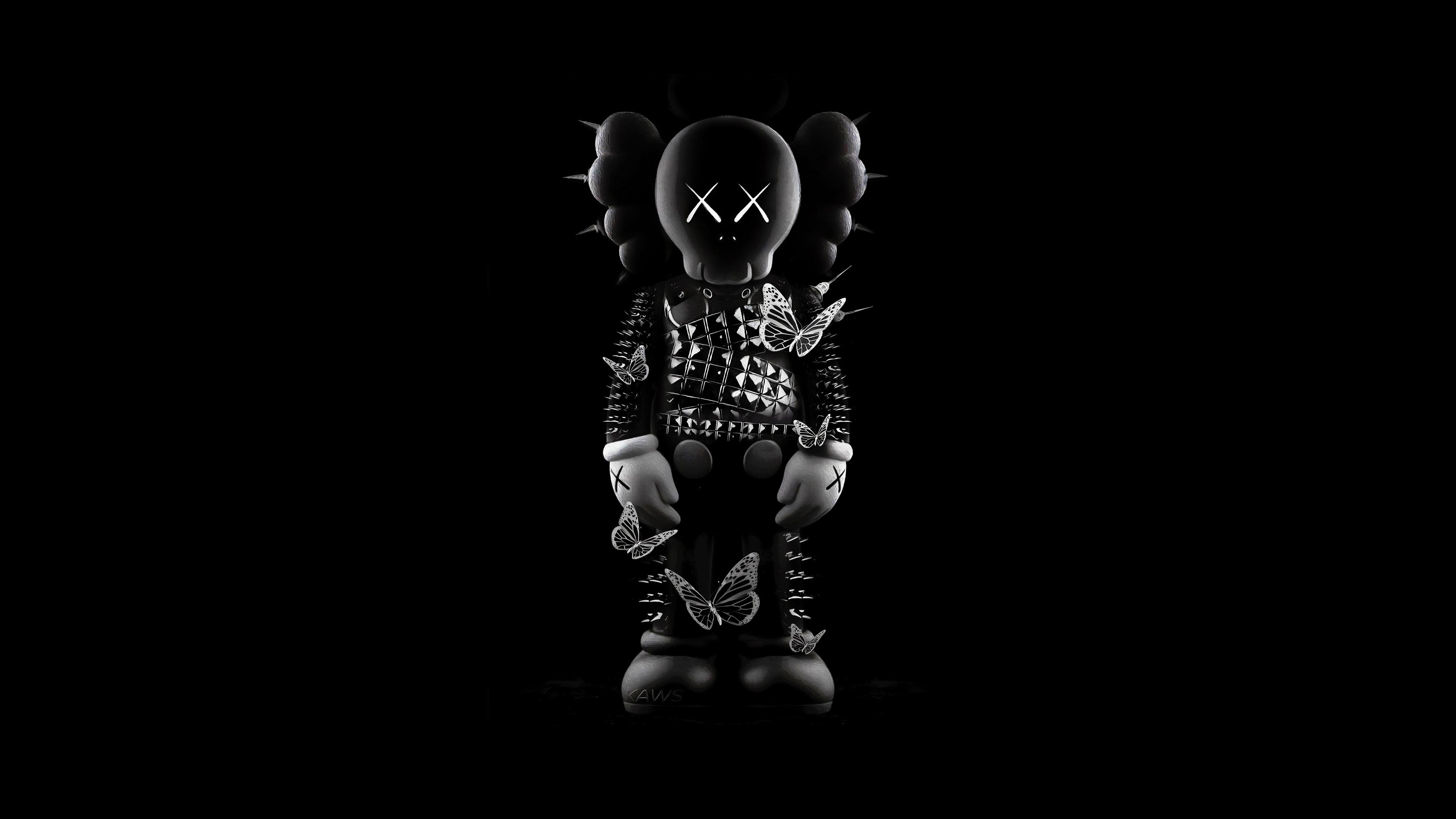 Kaws Companion Figure with Butterflies HD Wallpaper
