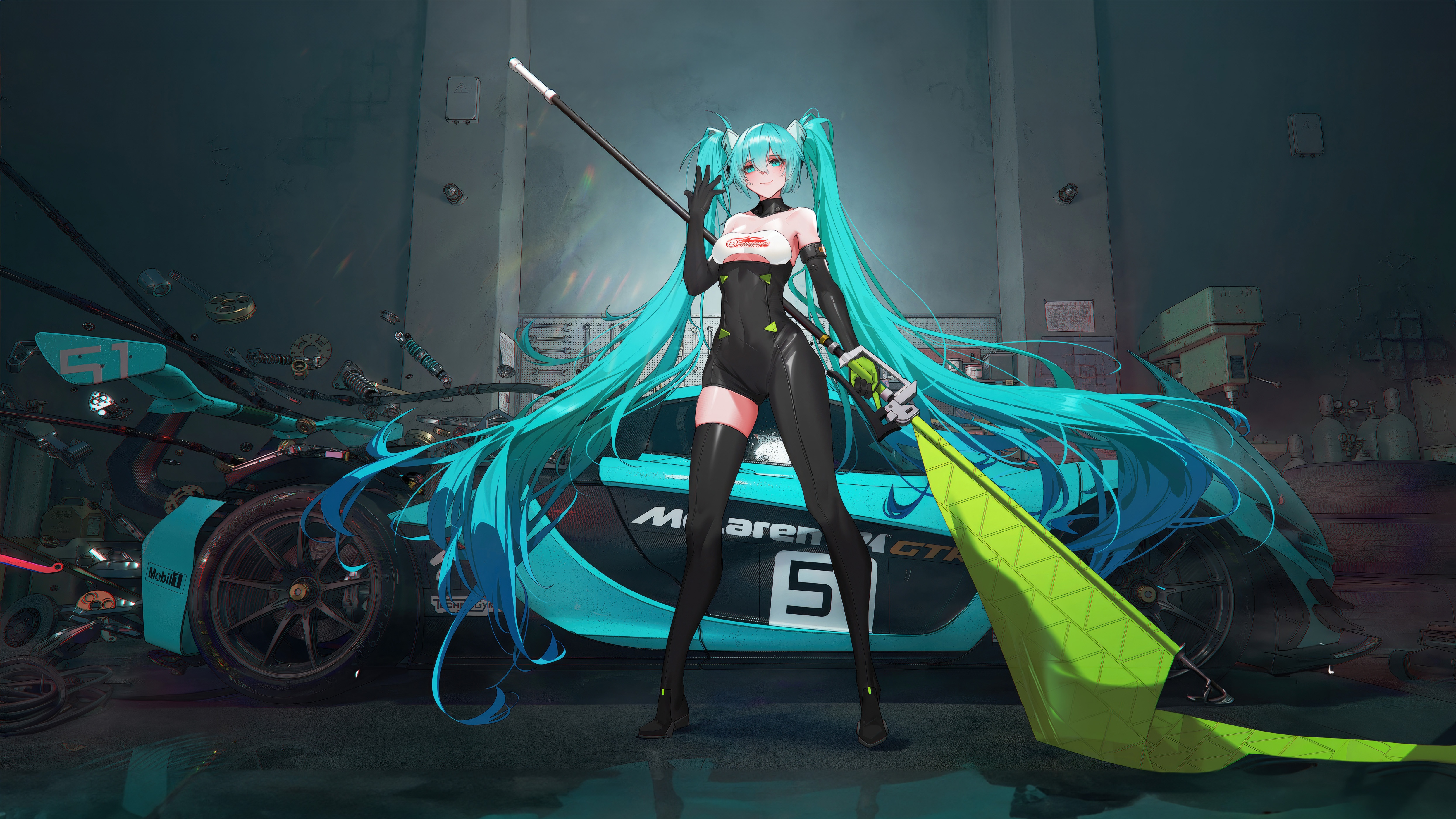 Hatsune Miku with McLaren GTR HD Wallpaper