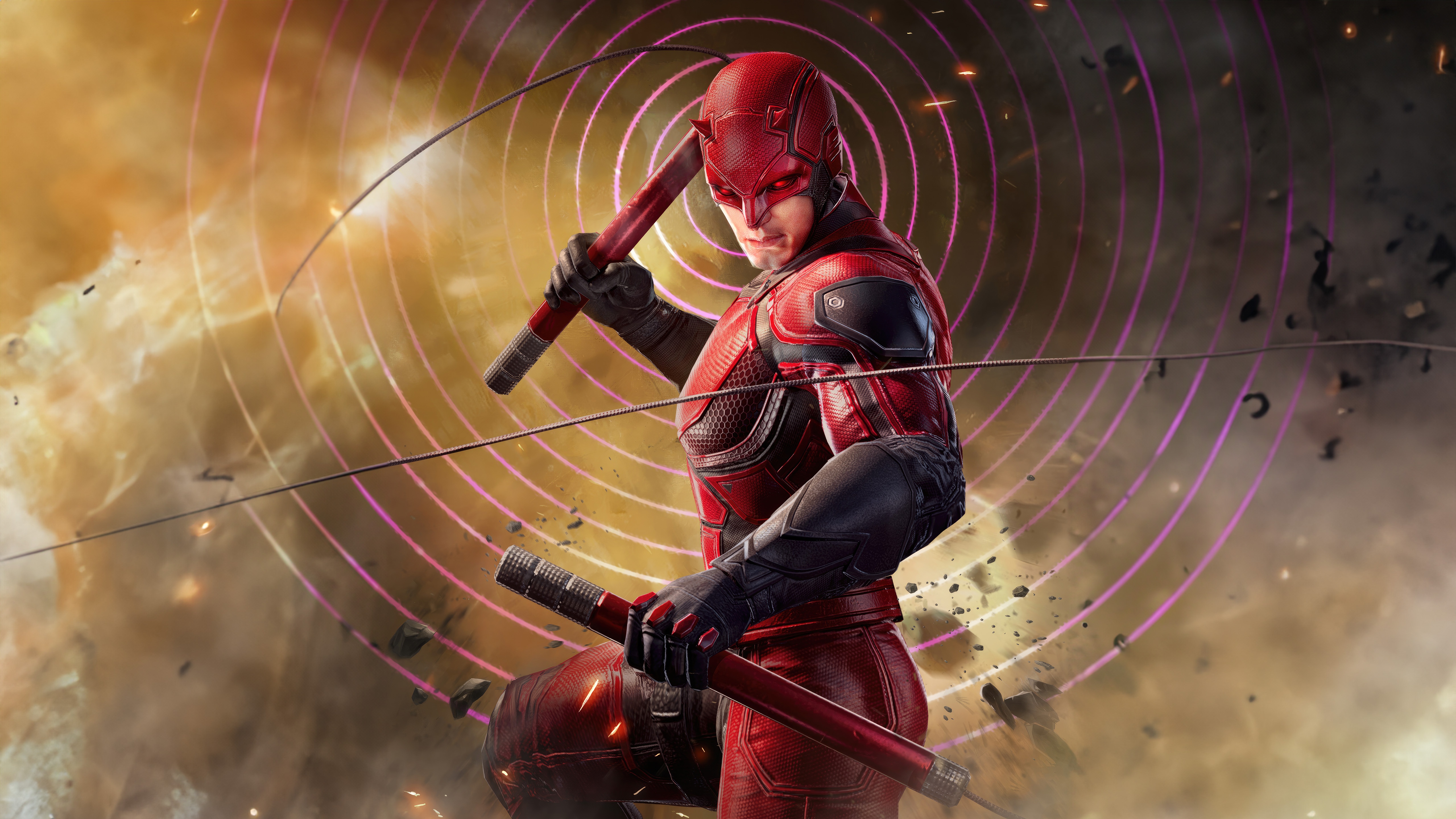 Daredevil in Red Suit with Billy Clubs HD Wallpaper