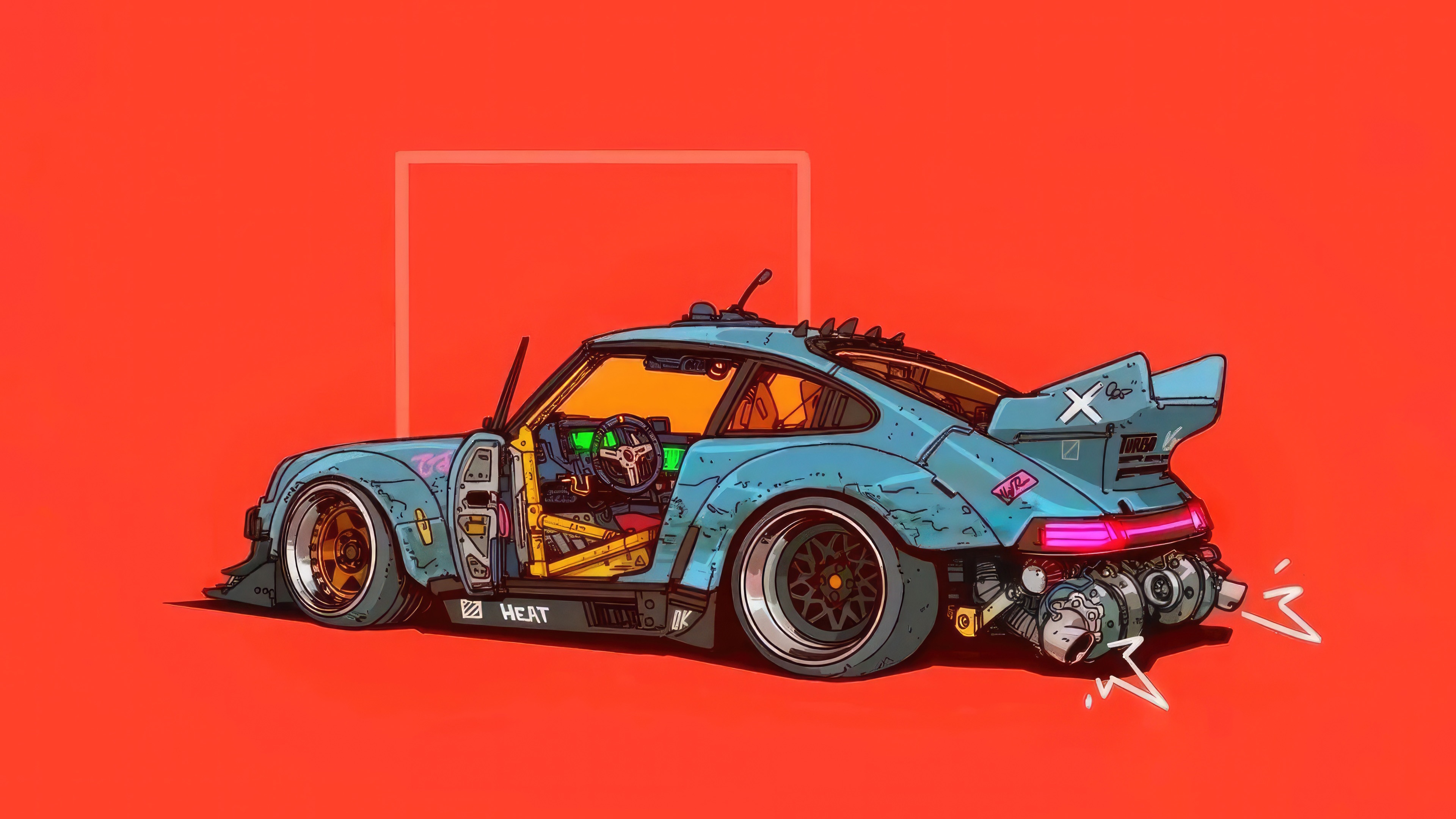 Cyberpunk Porsche 911 with Twin Turbos HD Wallpaper