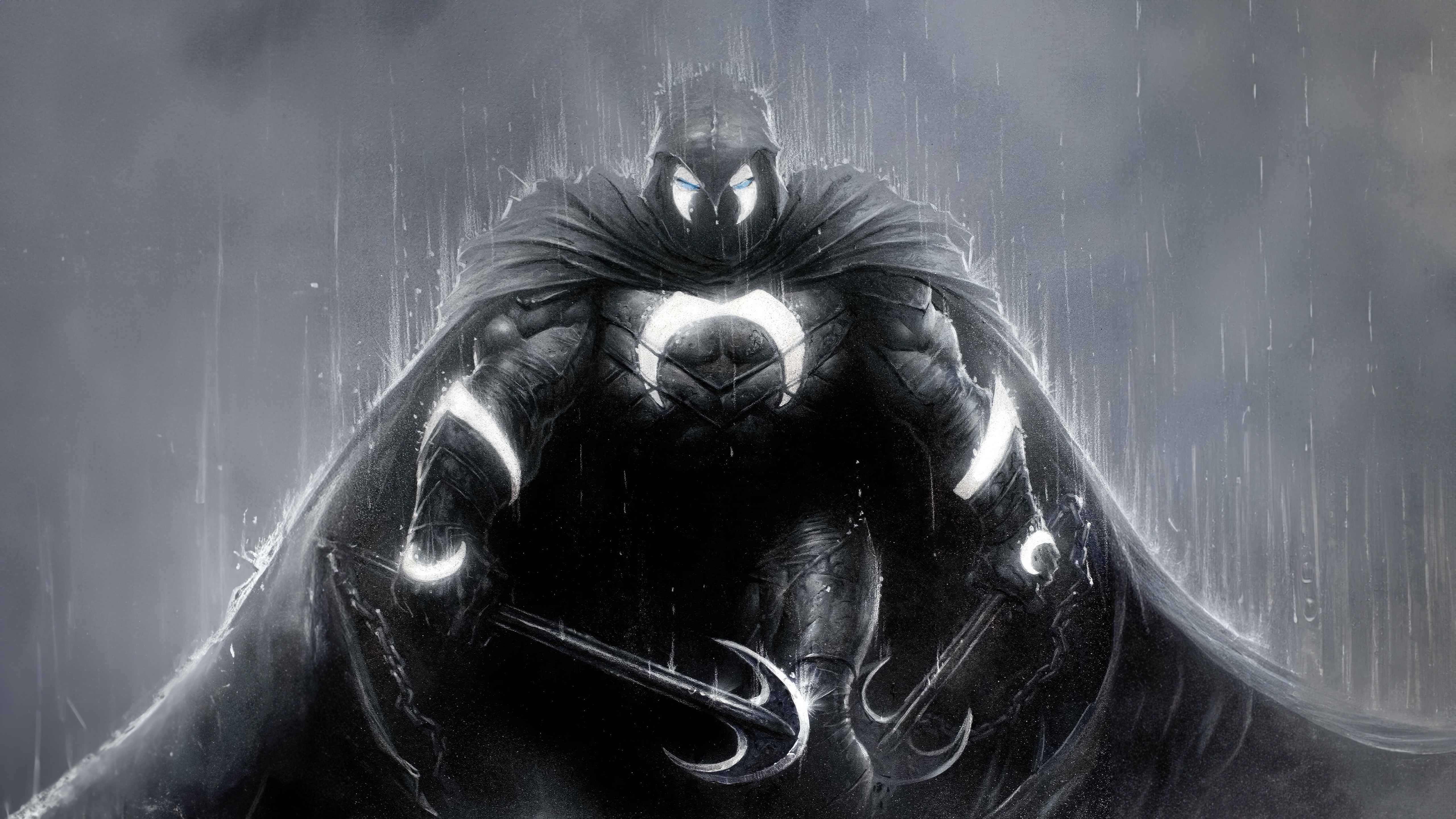 Moon Knight Standing in the Rain HD Wallpaper