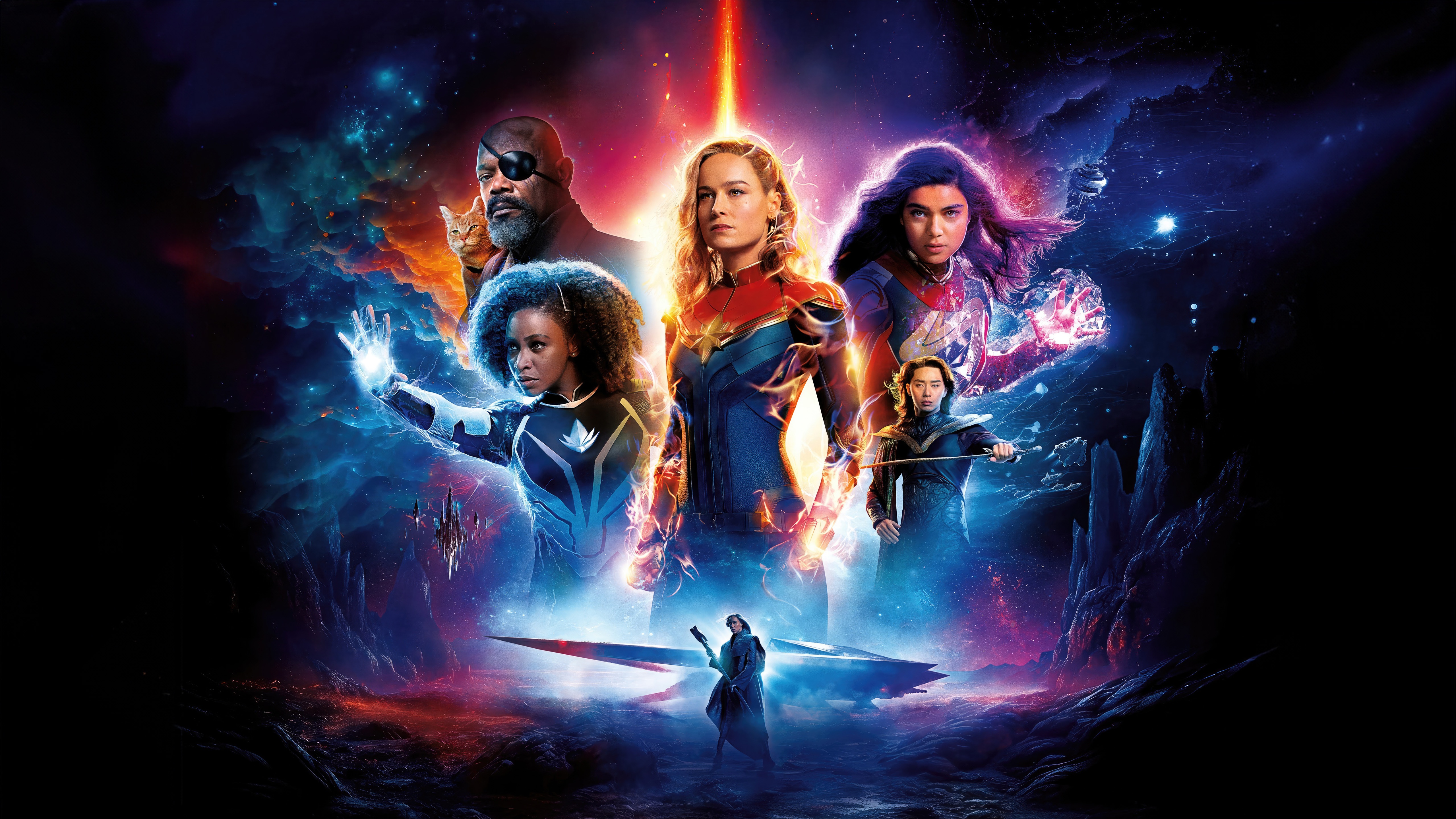 The Marvels Characters in Space HD Wallpaper