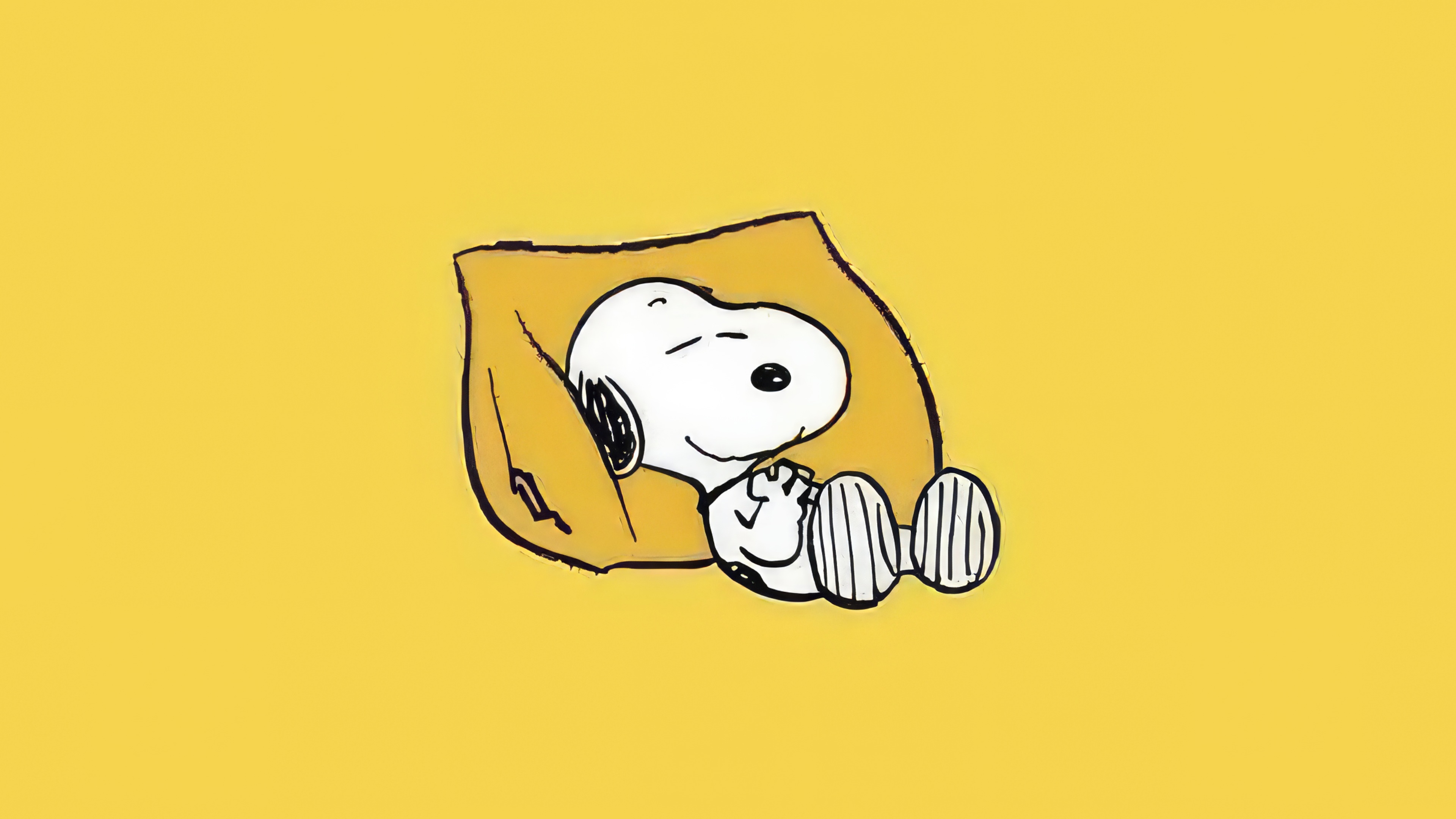 Snoopy sleeping on a yellow background HD Wallpaper
