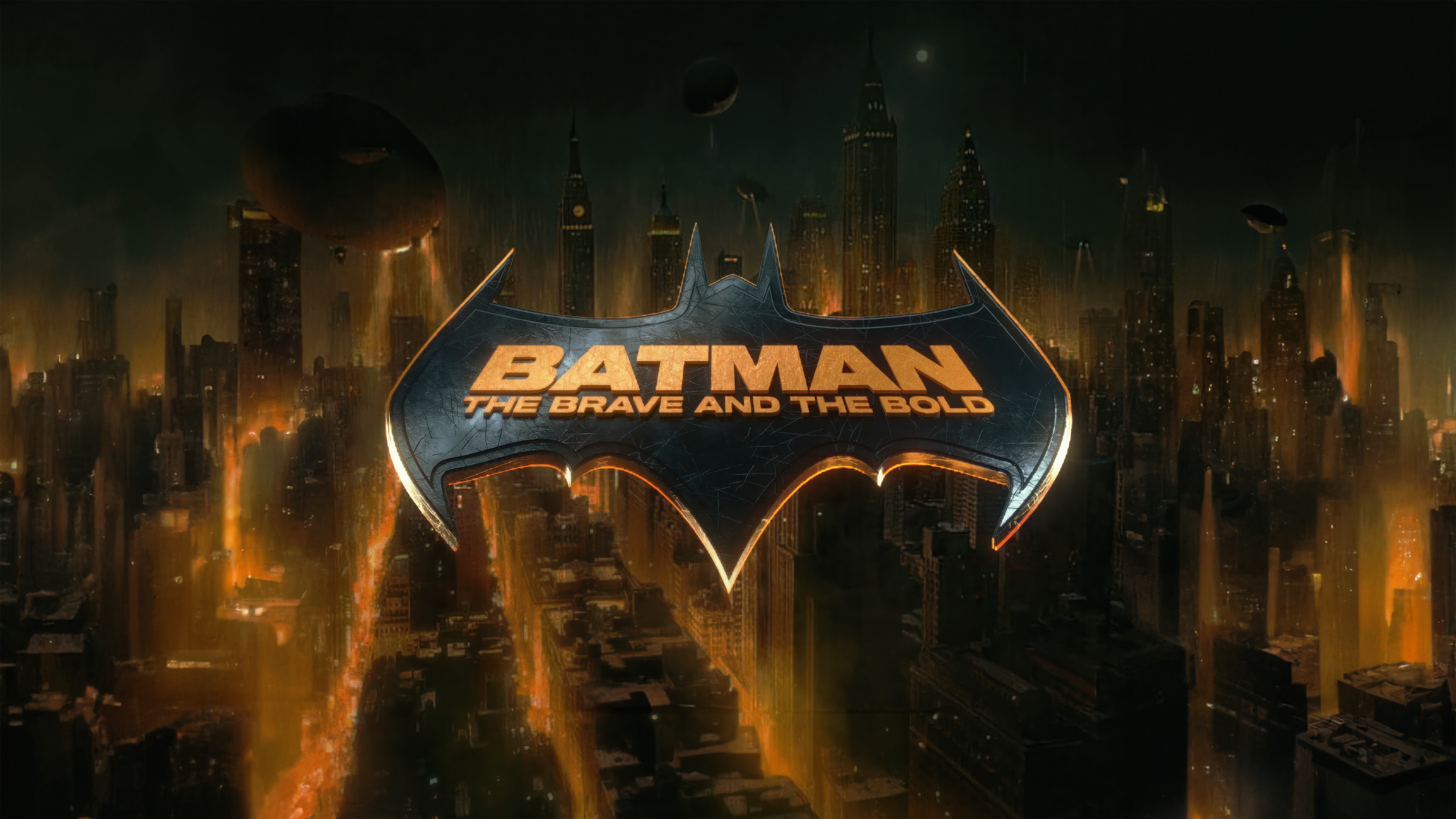 Batman The Brave And The Bold Logo Over Cityscape HD Wallpaper