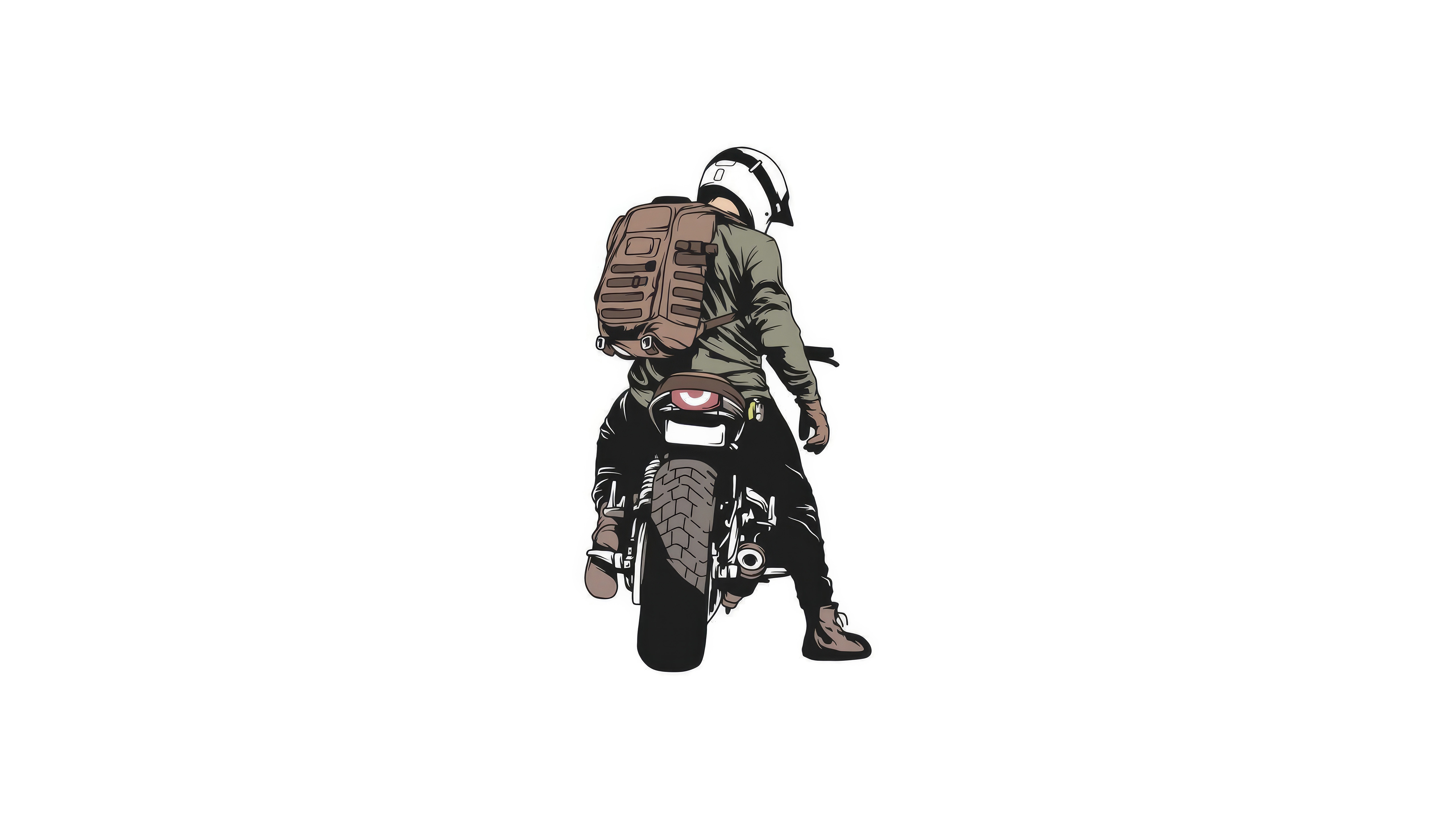 Man with backpack on motorcycle HD Wallpaper