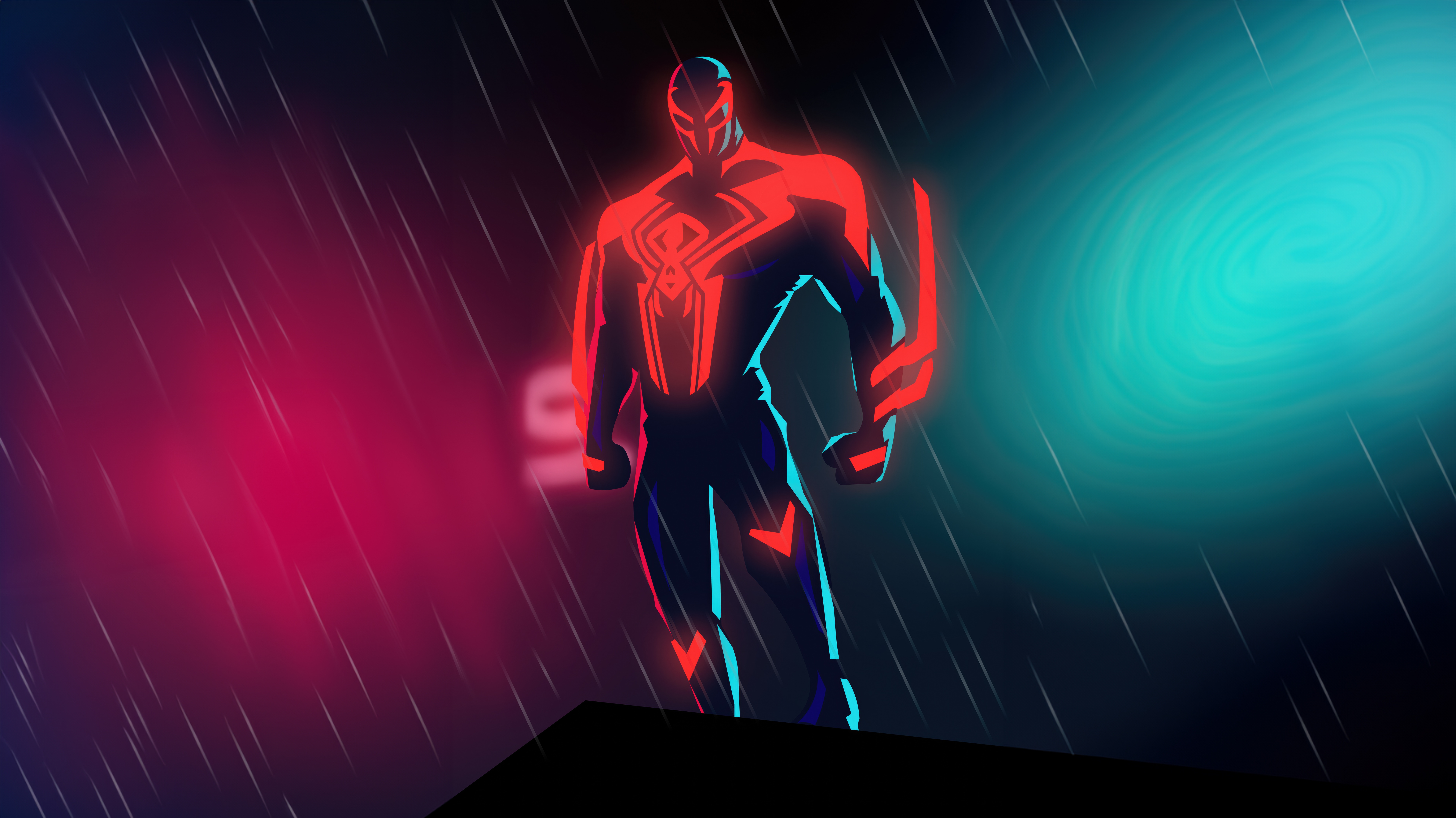 Spider-Man 2099 standing in the rain HD Wallpaper