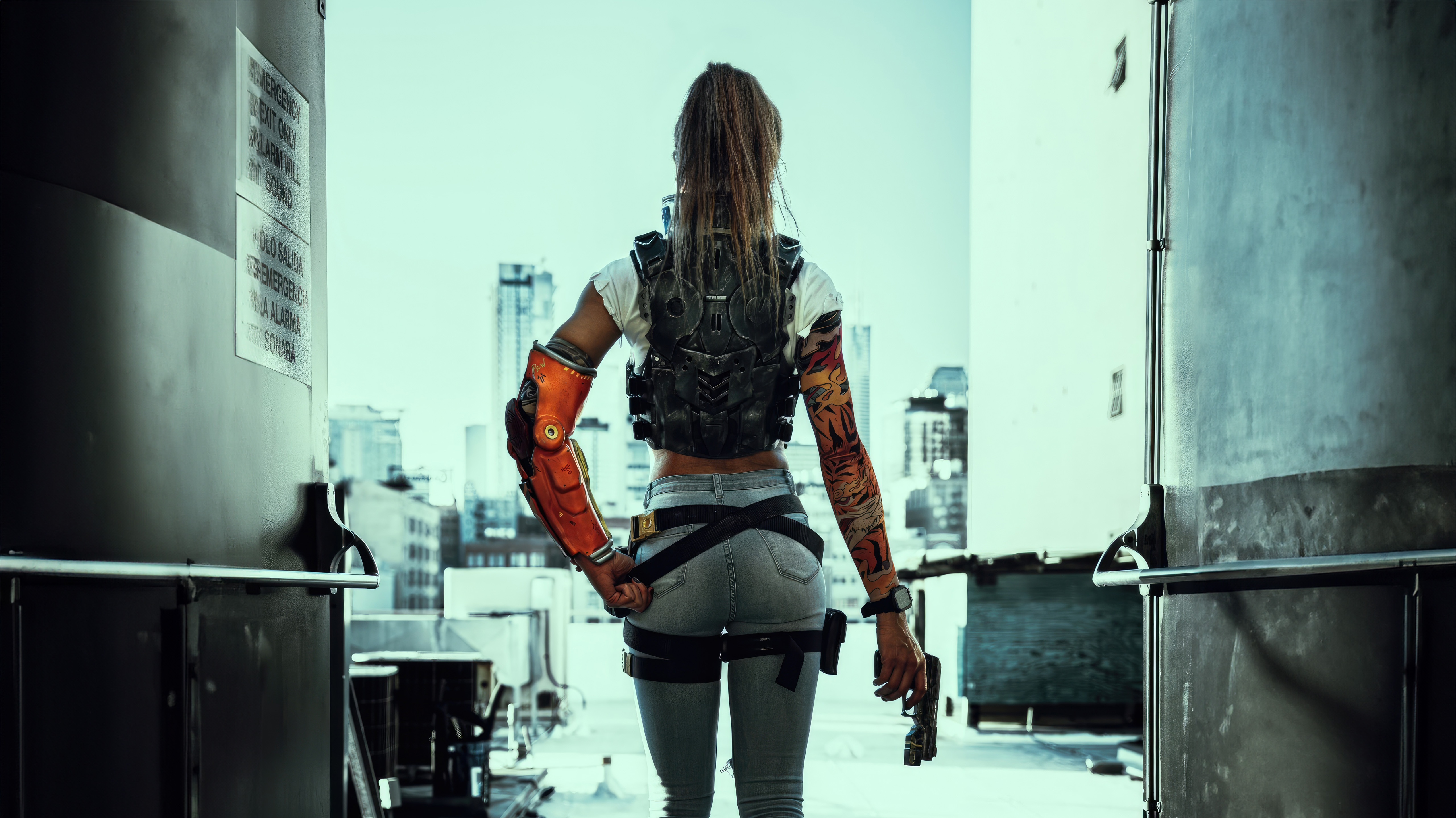 Wanted Dead Cosplay of a Woman with Cybernetic Arm HD Wallpaper