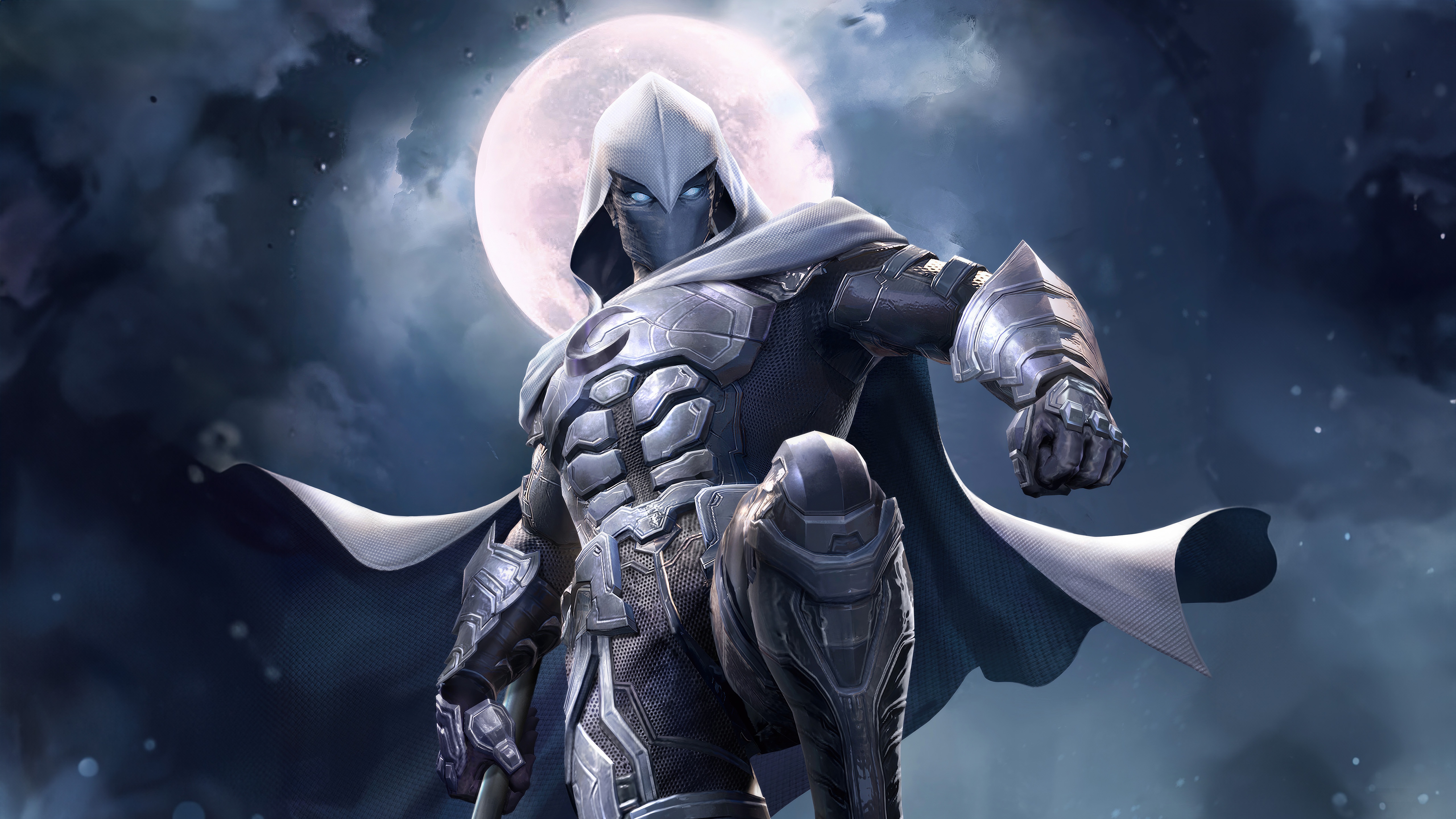 Moon Knight in front of a large moon HD Wallpaper