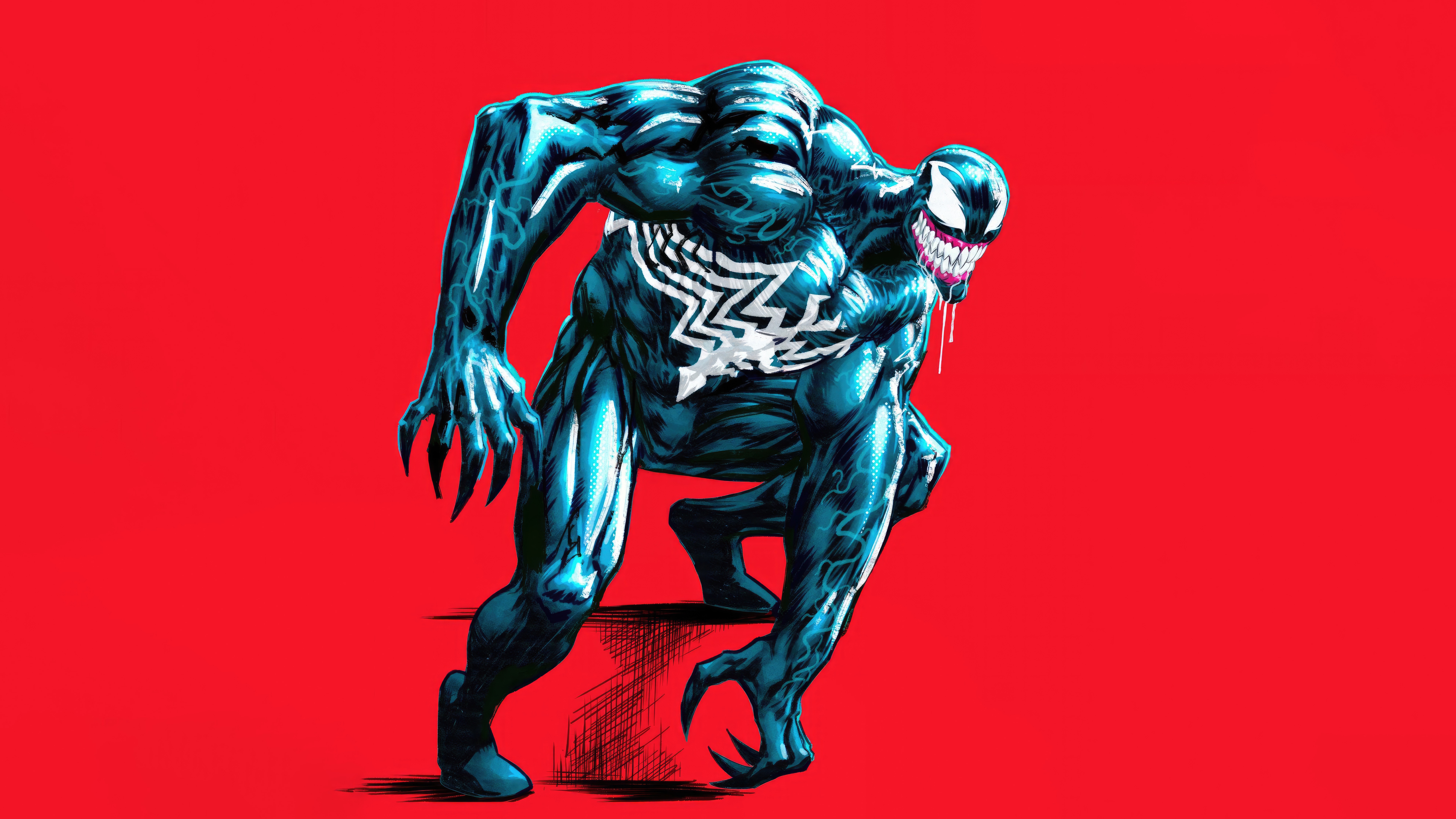 Venom on Red Background HD Wallpaper