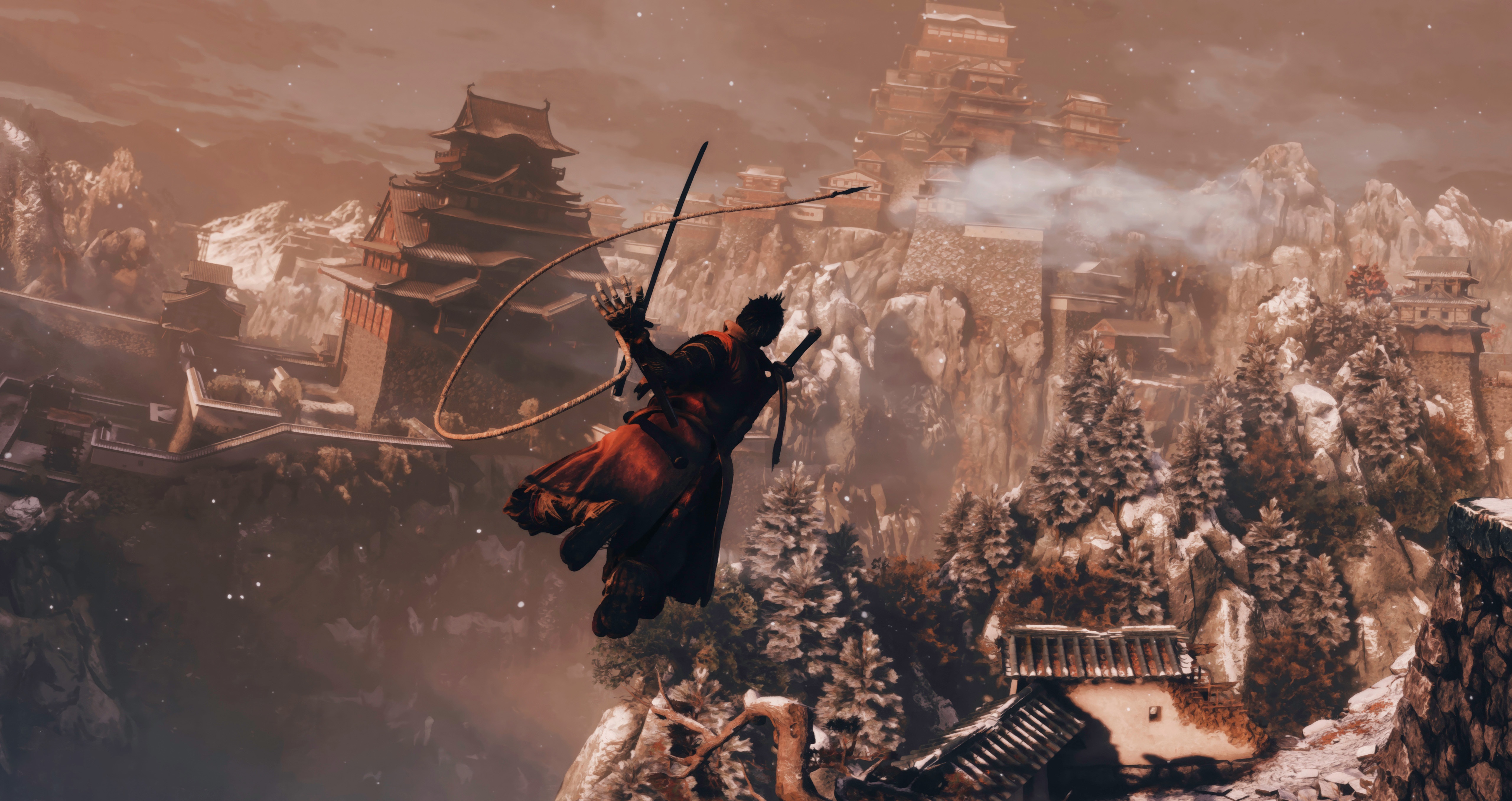 Sekiro: Shadows Die Twice - Warrior in Mid-Air HD Wallpaper