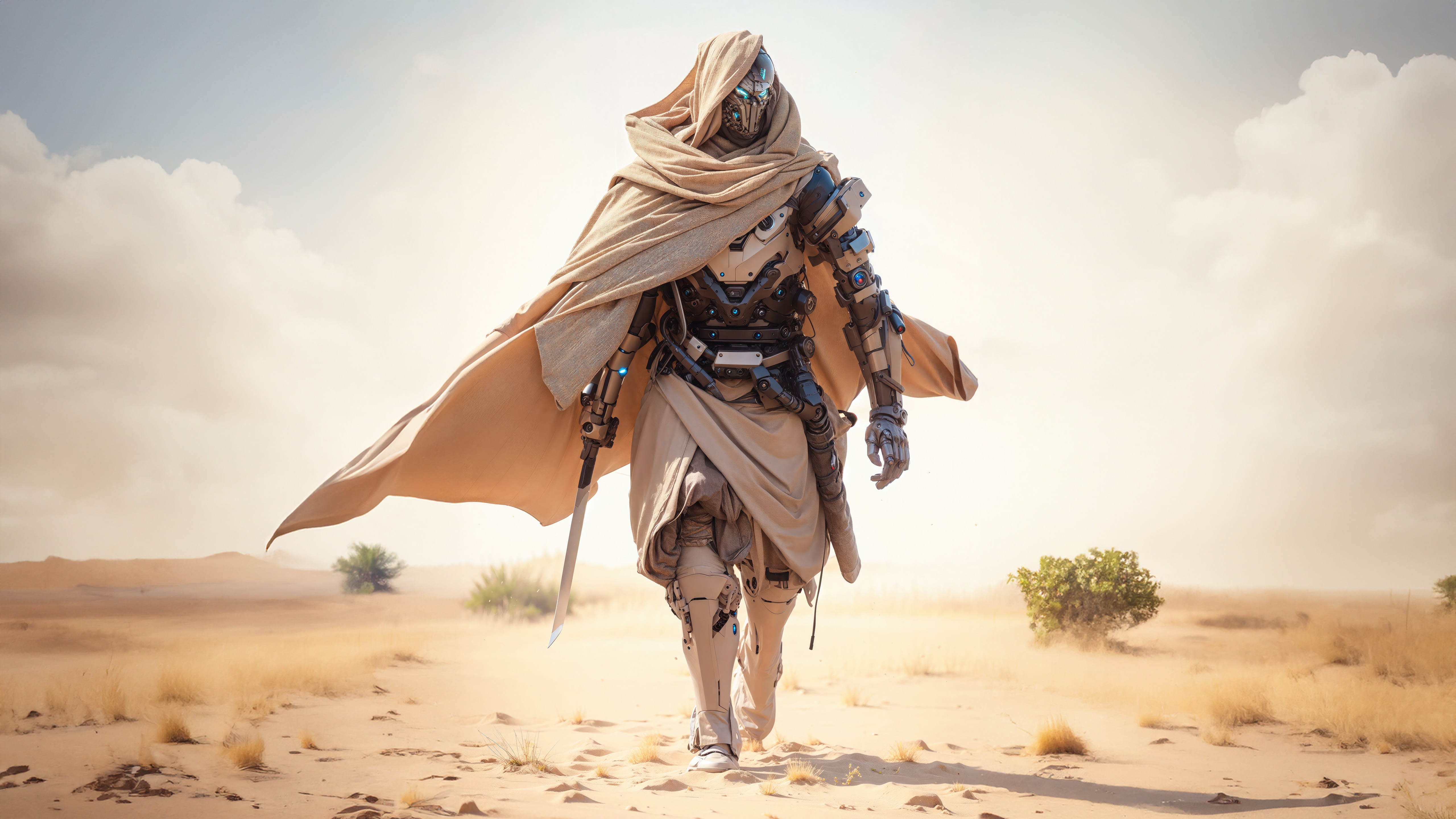 The Scifi Pirate Cyborg in the Desert HD Wallpaper