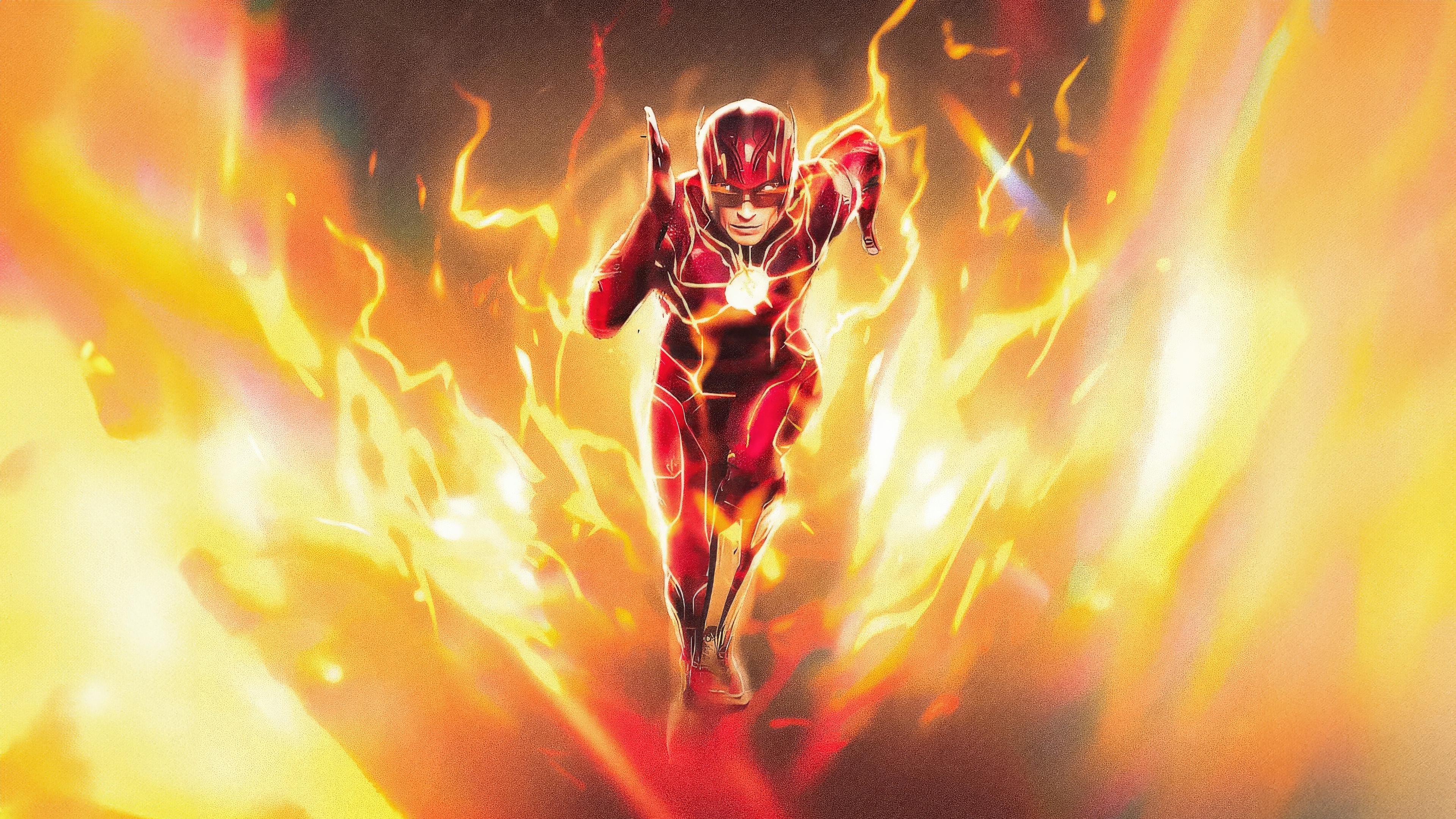 The Flash running with fiery energy HD Wallpaper