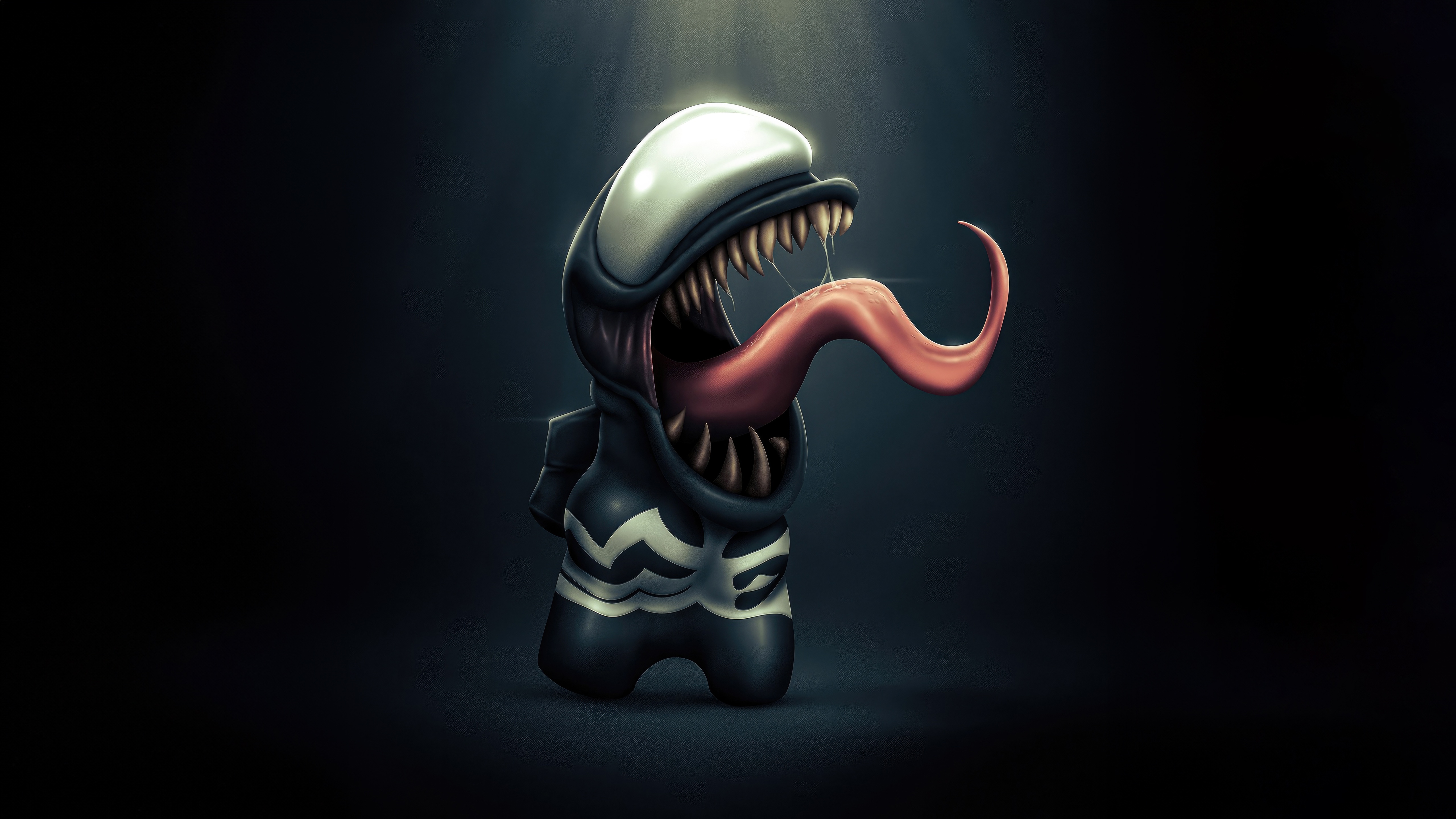 Venom Among Us Character with Tongue Out HD Wallpaper