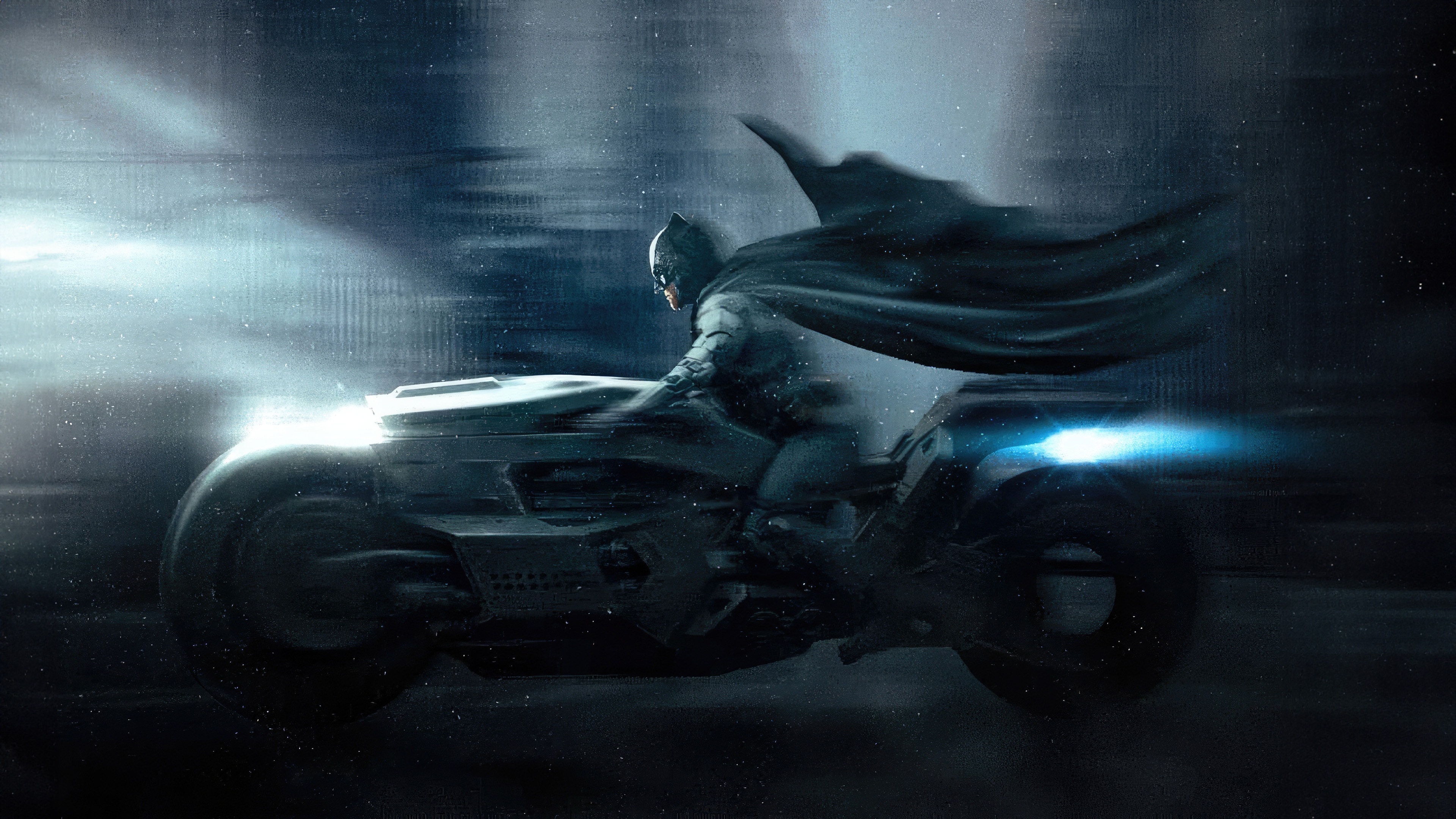 Batman riding the Batmobile at night HD Wallpaper
