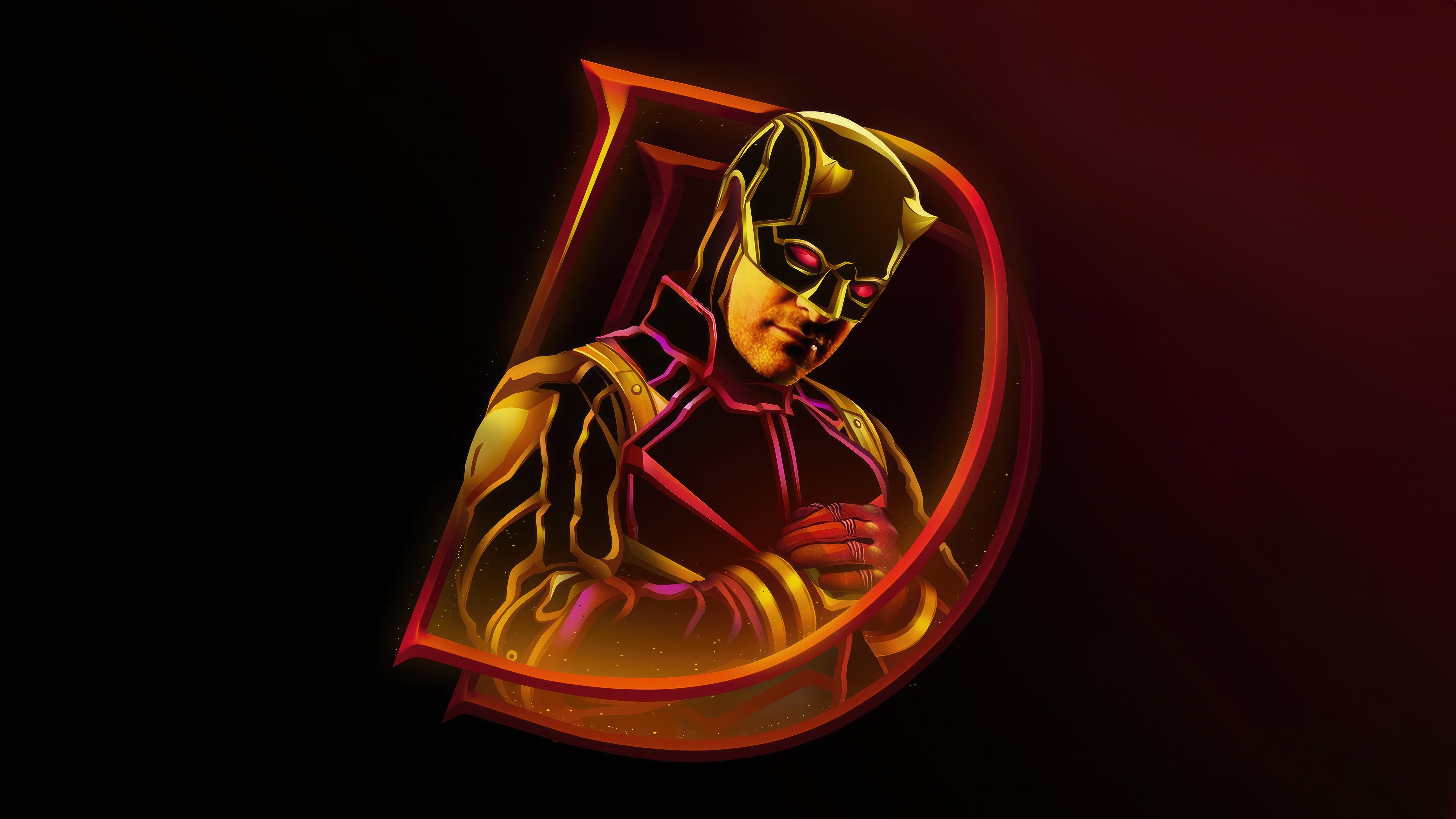 Daredevil in a stylized 'D' frame HD Wallpaper