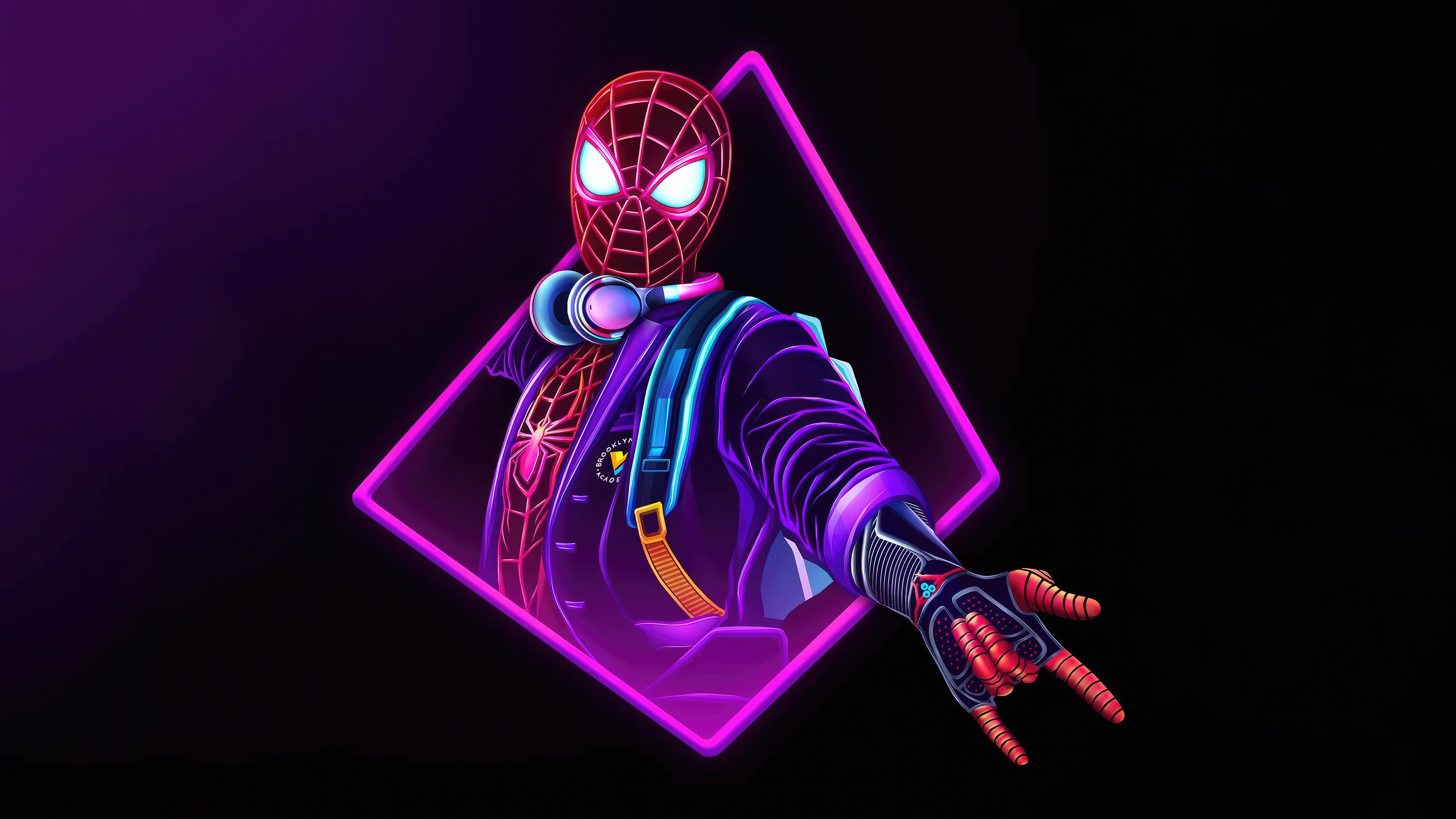 Miles Morales Spider-Man with headphones and backpack HD Wallpaper
