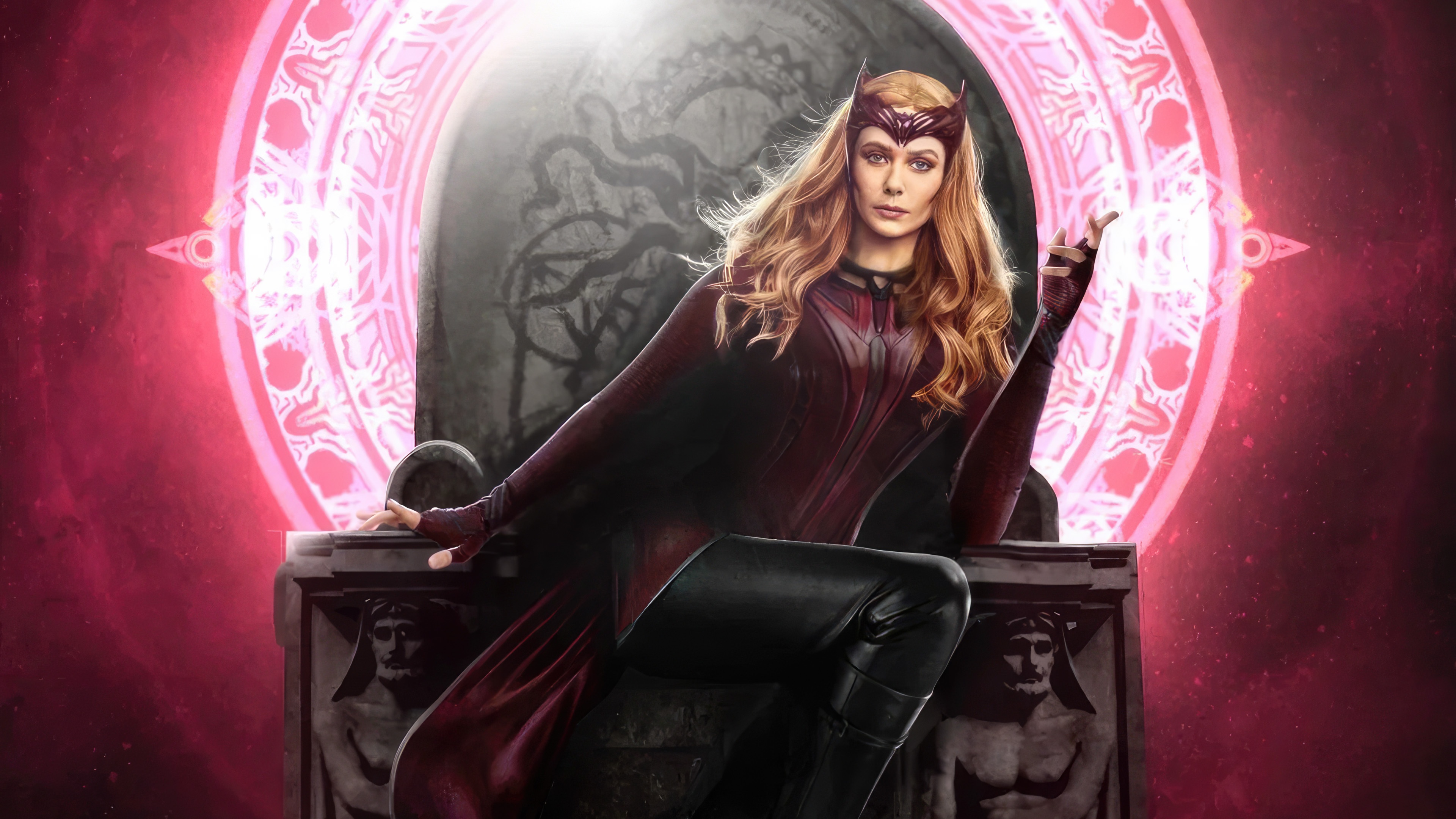Wanda Maximoff in Scarlet Witch Costume HD Wallpaper