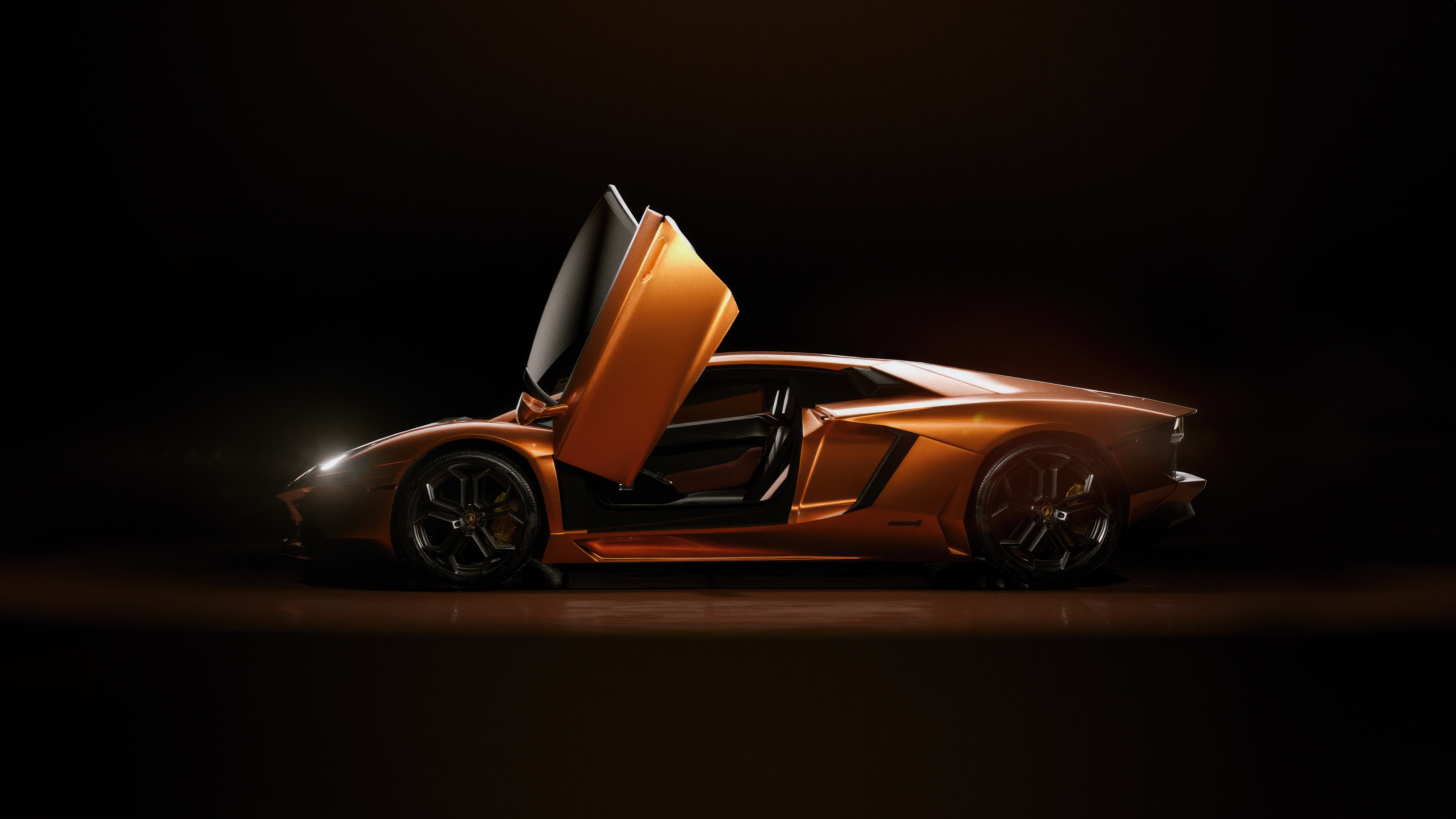 Orange Lamborghini Aventador LP 700 with doors open HD Wallpaper