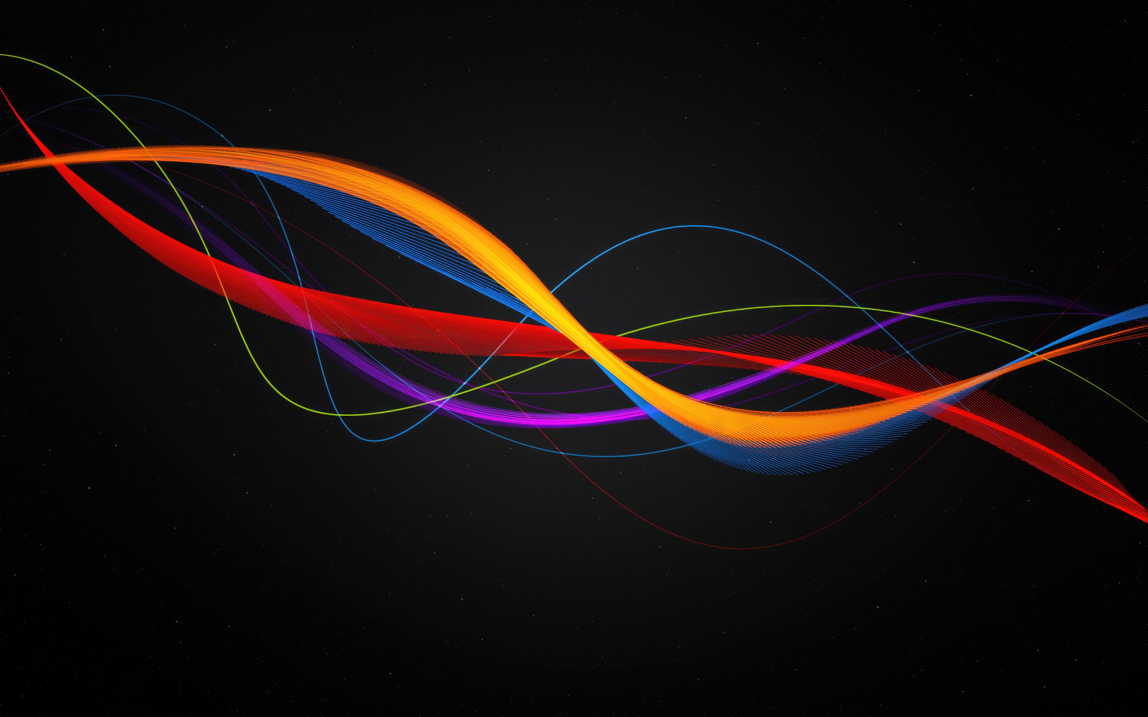 Abstract colorful waves on black background HD Wallpaper
