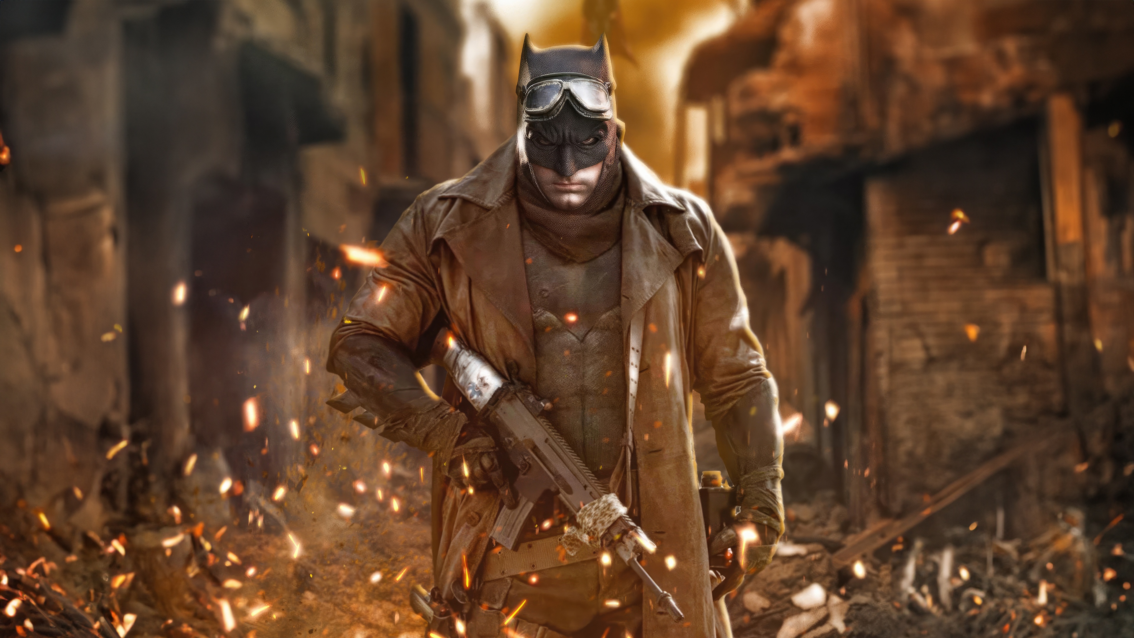Ben Affleck as Batman in a post-apocalyptic setting HD Wallpaper