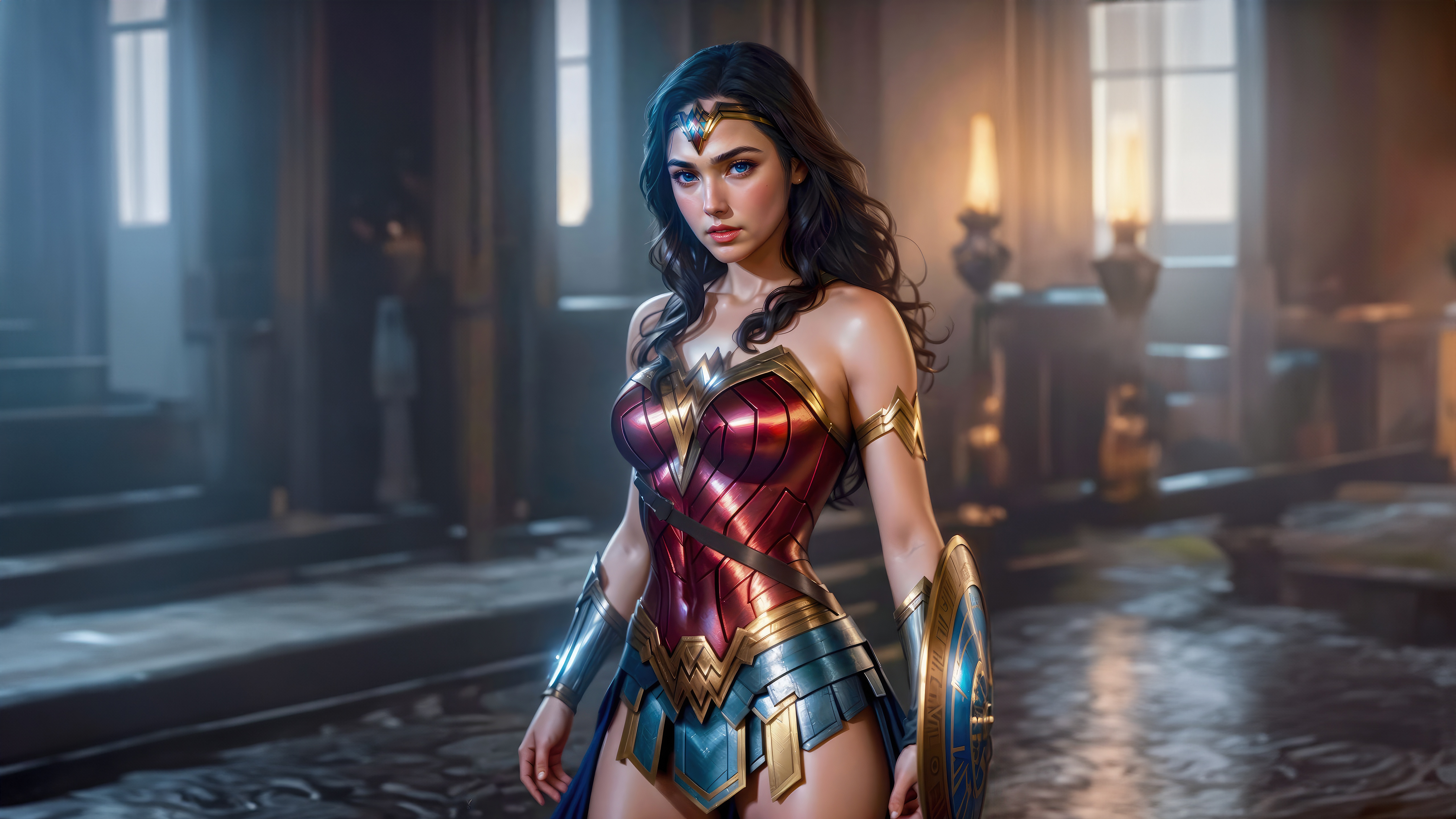Wonder Woman in a grand hall HD Wallpaper