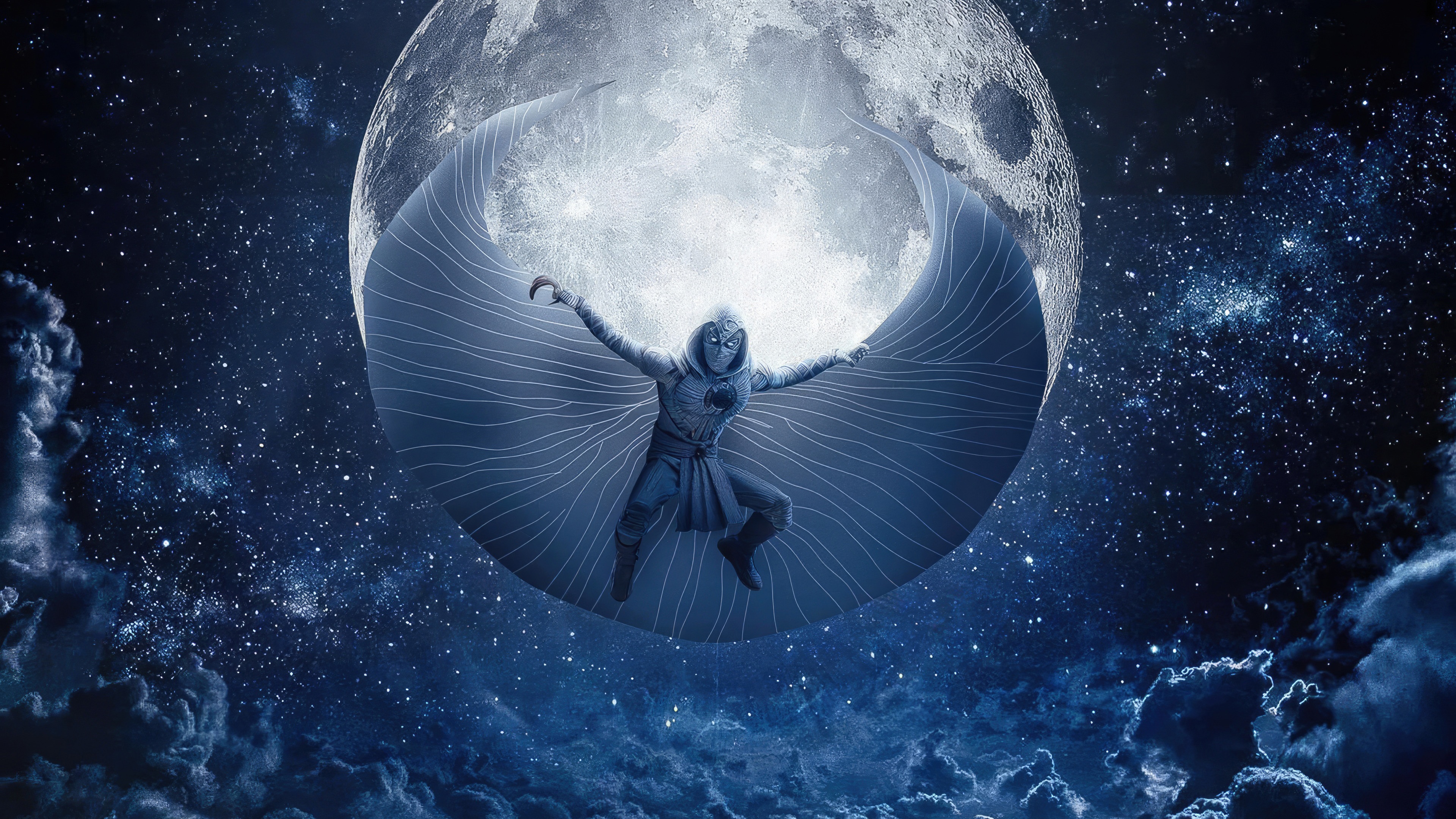 Moon Knight in front of the moon HD Wallpaper