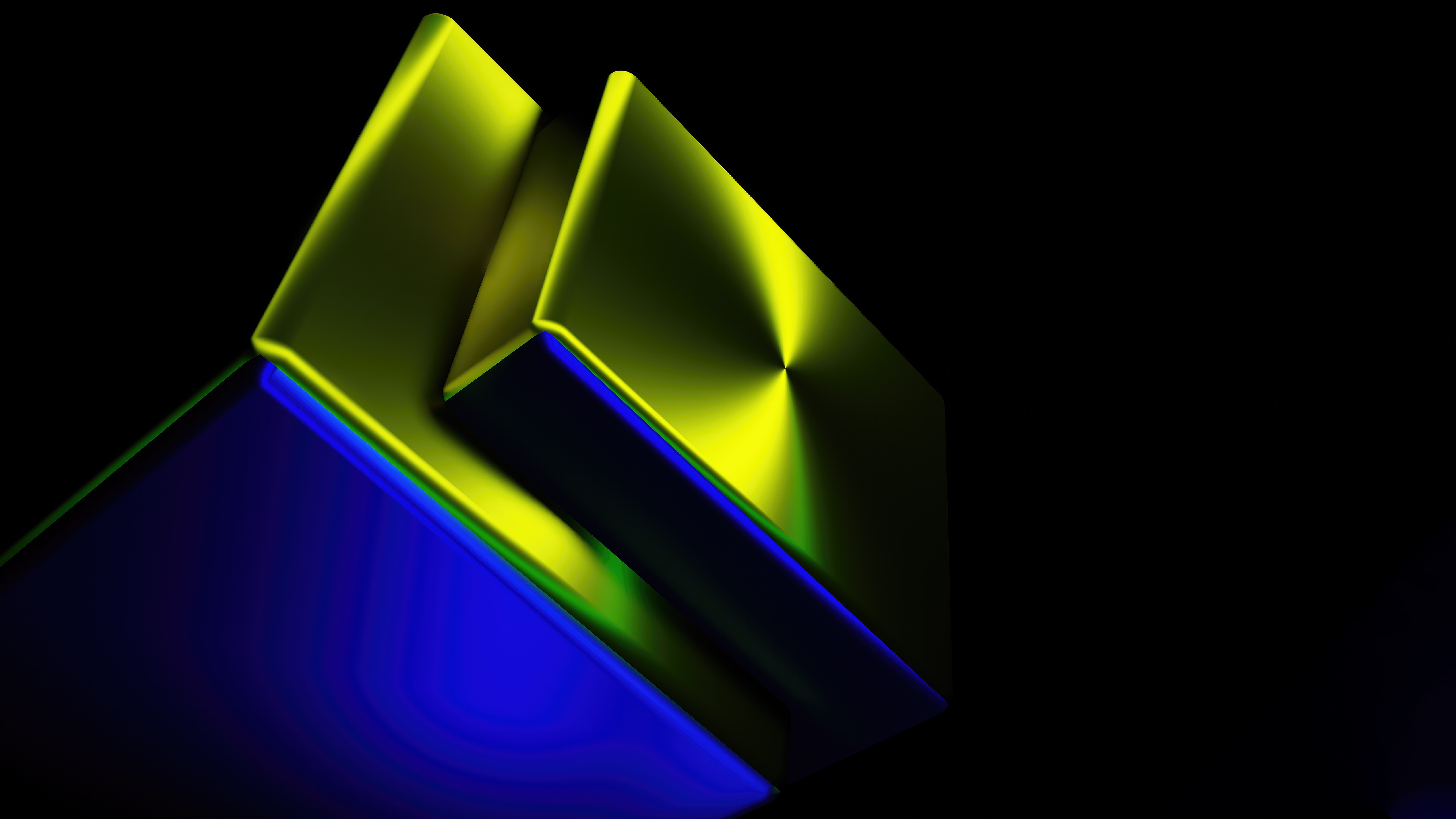 Abstract glowing blue and yellow shapes HD Wallpaper