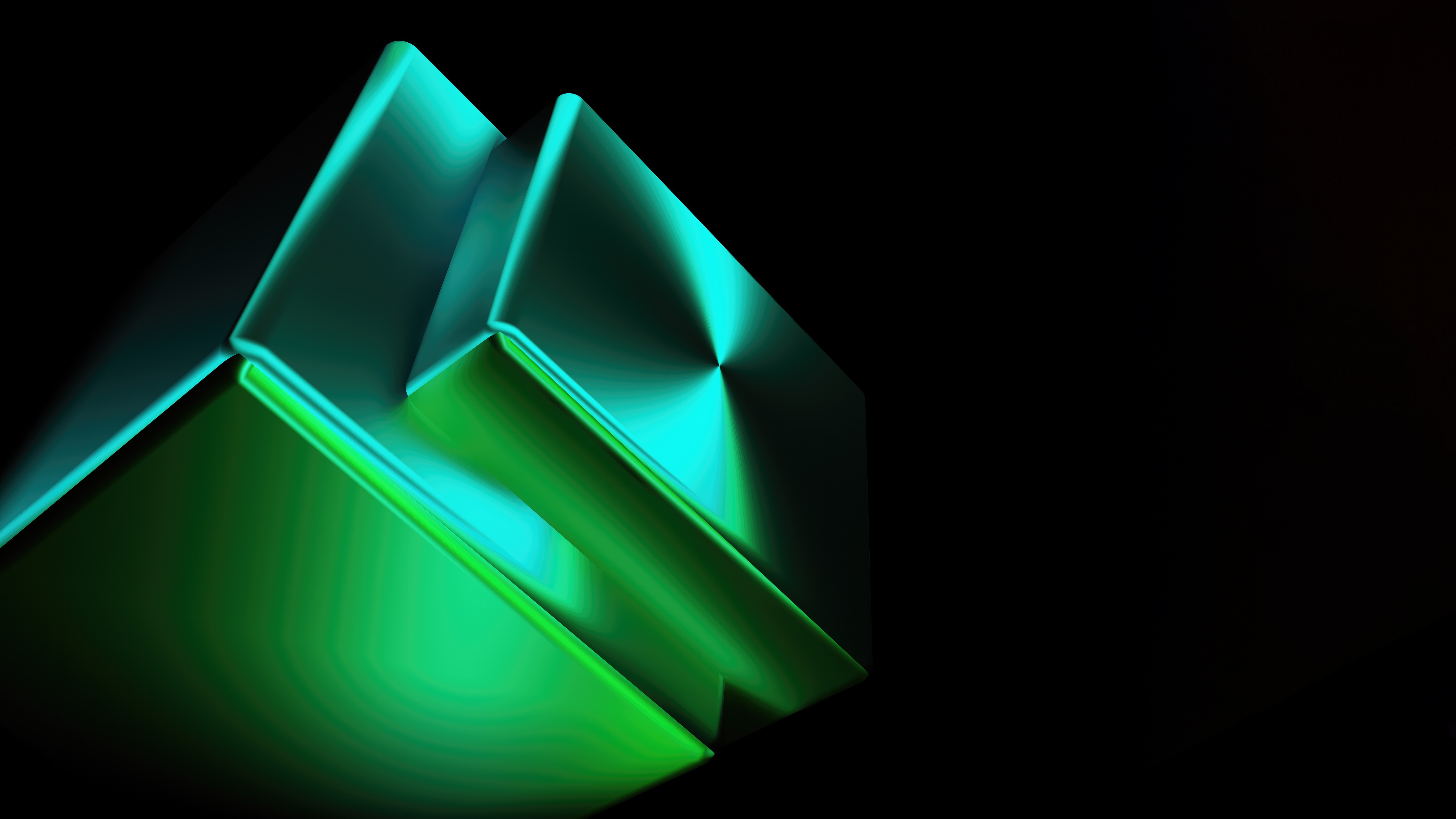 Glowing Green Abstract Shapes HD Wallpaper