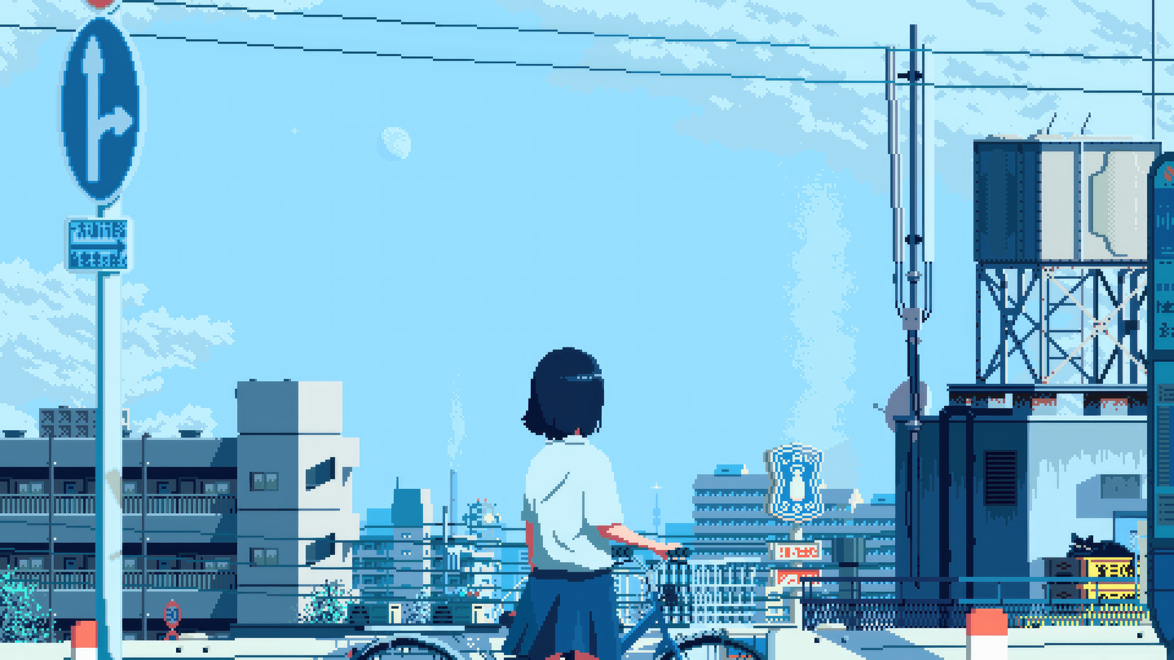 School Girl Anime Pixel Art HD Wallpaper