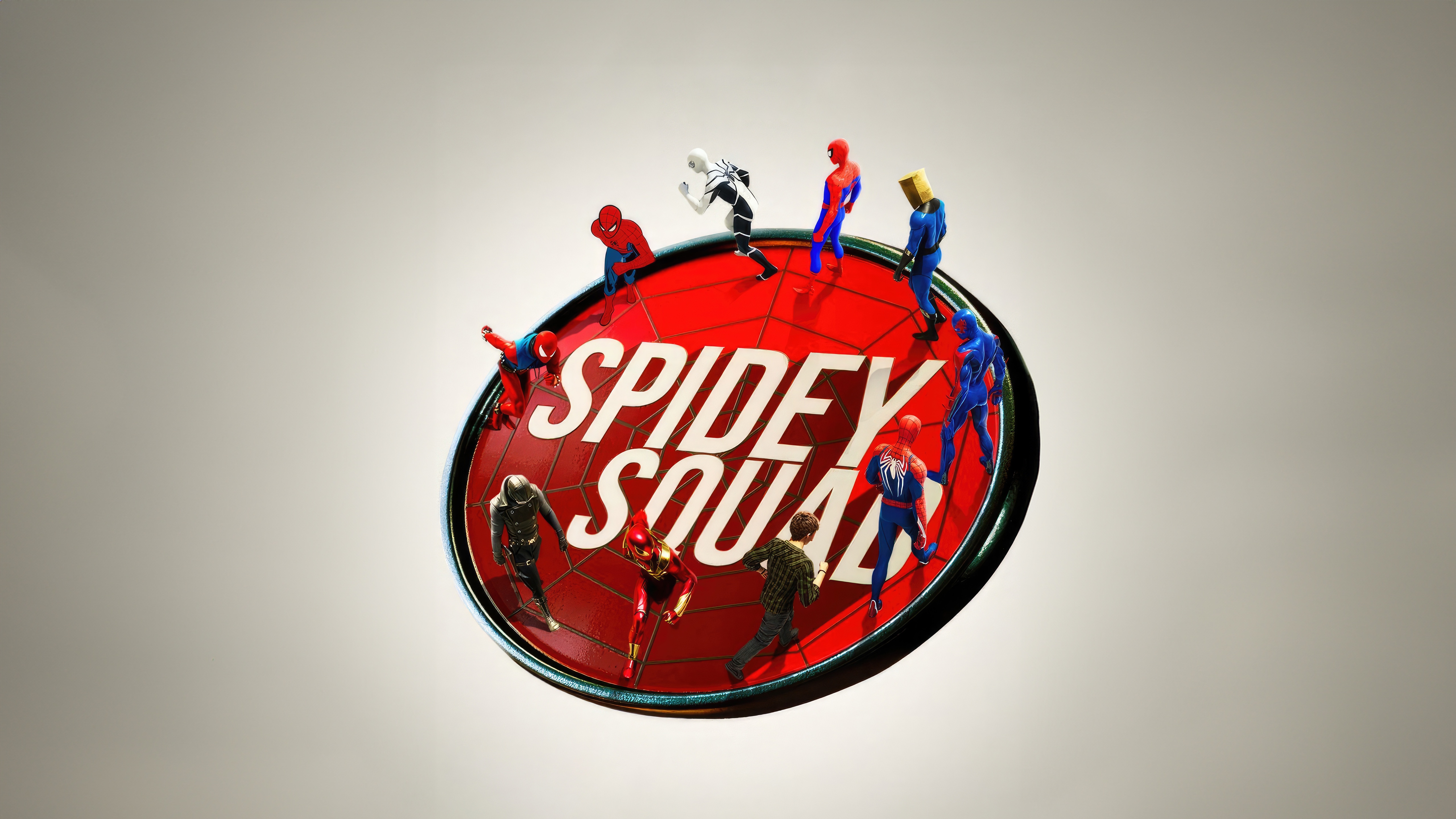 Spidey Squad with multiple Spider-Man characters HD Wallpaper