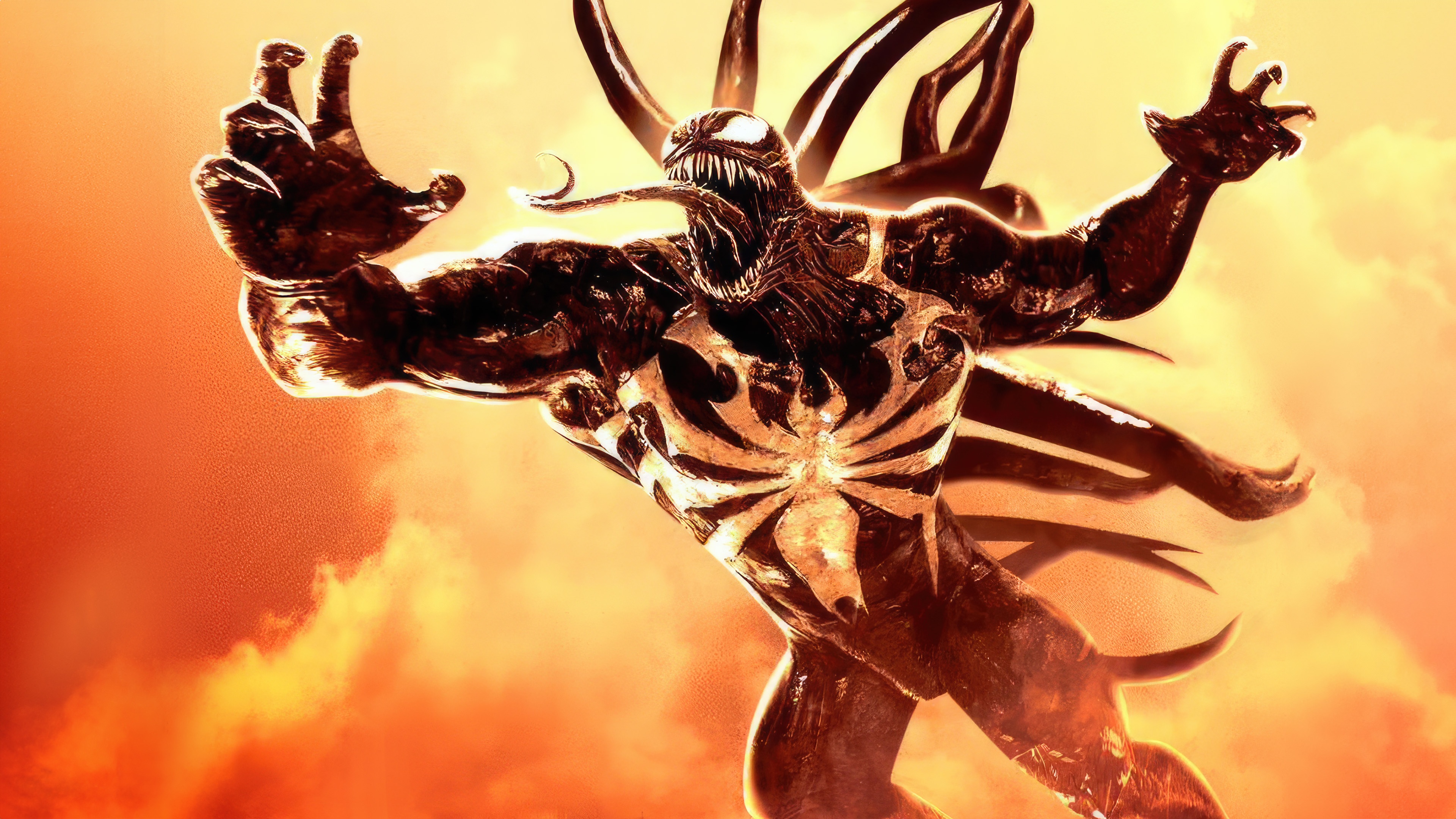 Venom in Action with Tentacles HD Wallpaper