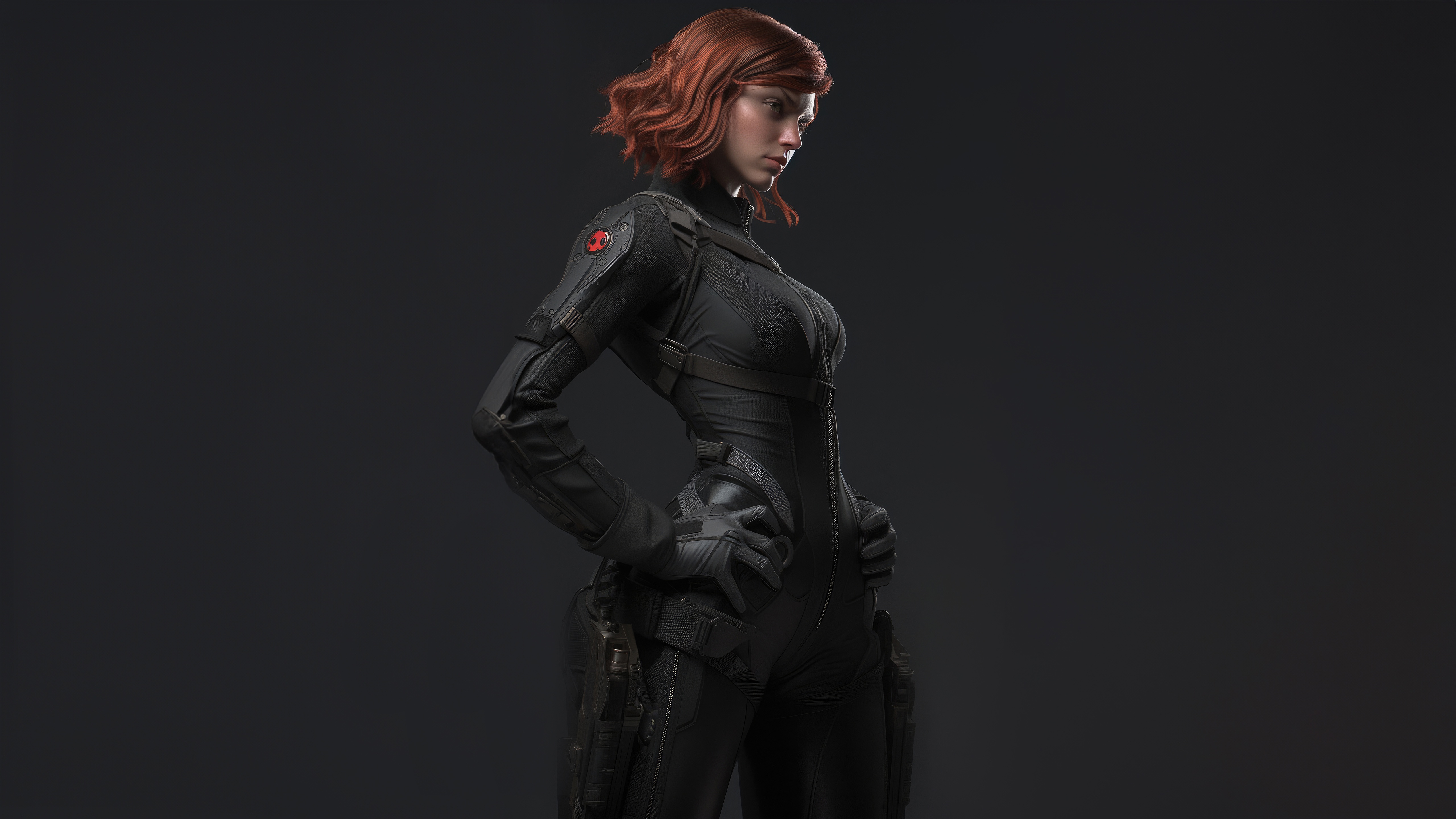 Marvel's Black Widow in a black tactical suit HD Wallpaper
