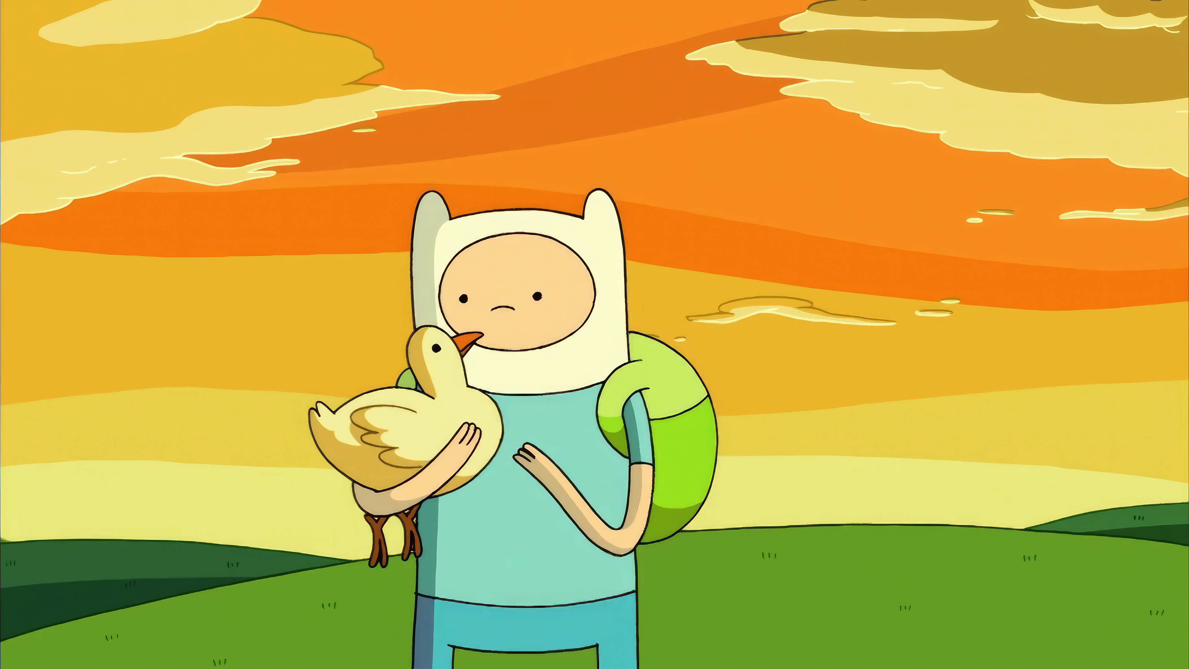 Finn The Human Holding a Duck HD Wallpaper