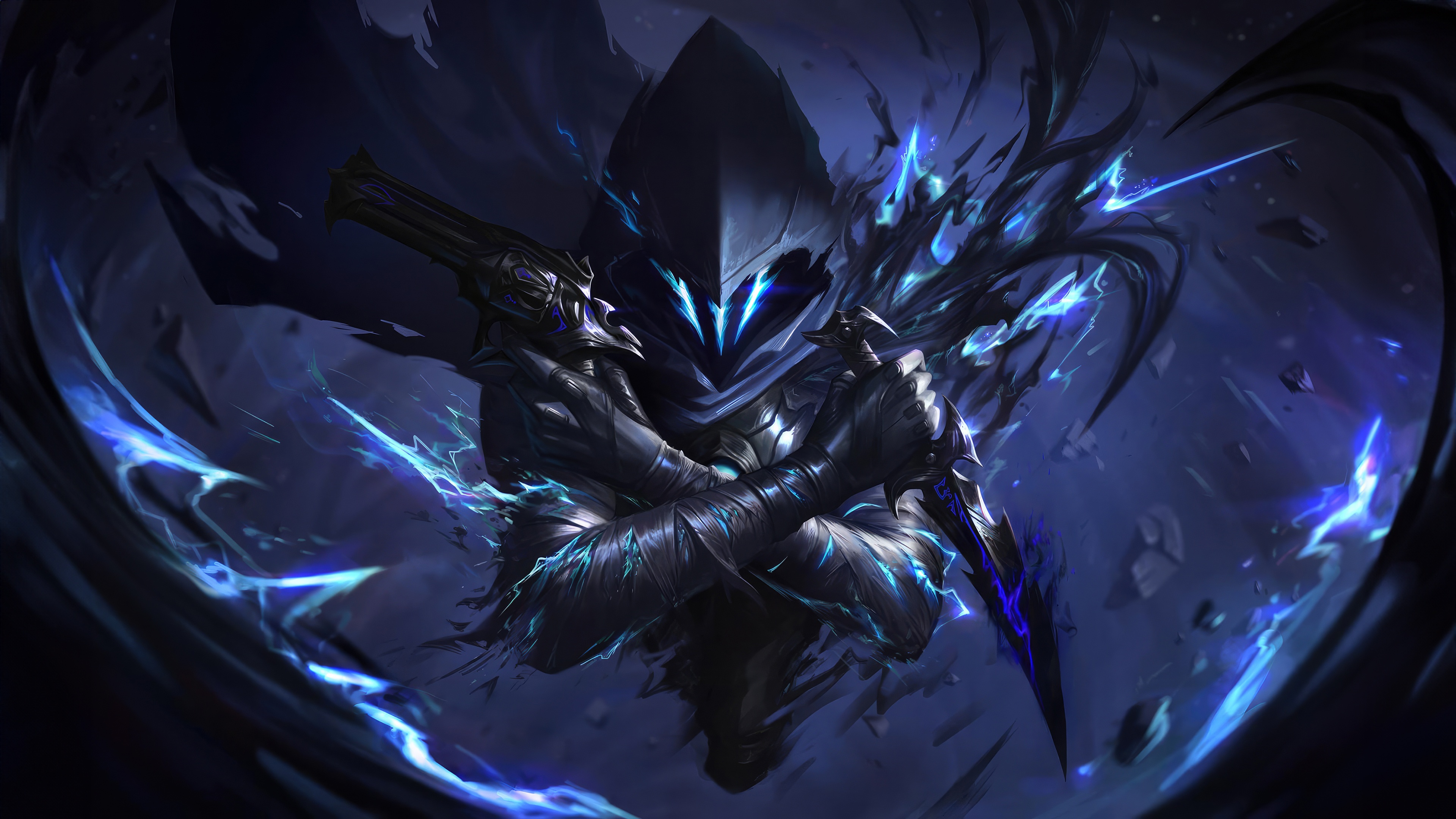 Omen from Valorant shrouded in darkness with glowing eyes HD Wallpaper