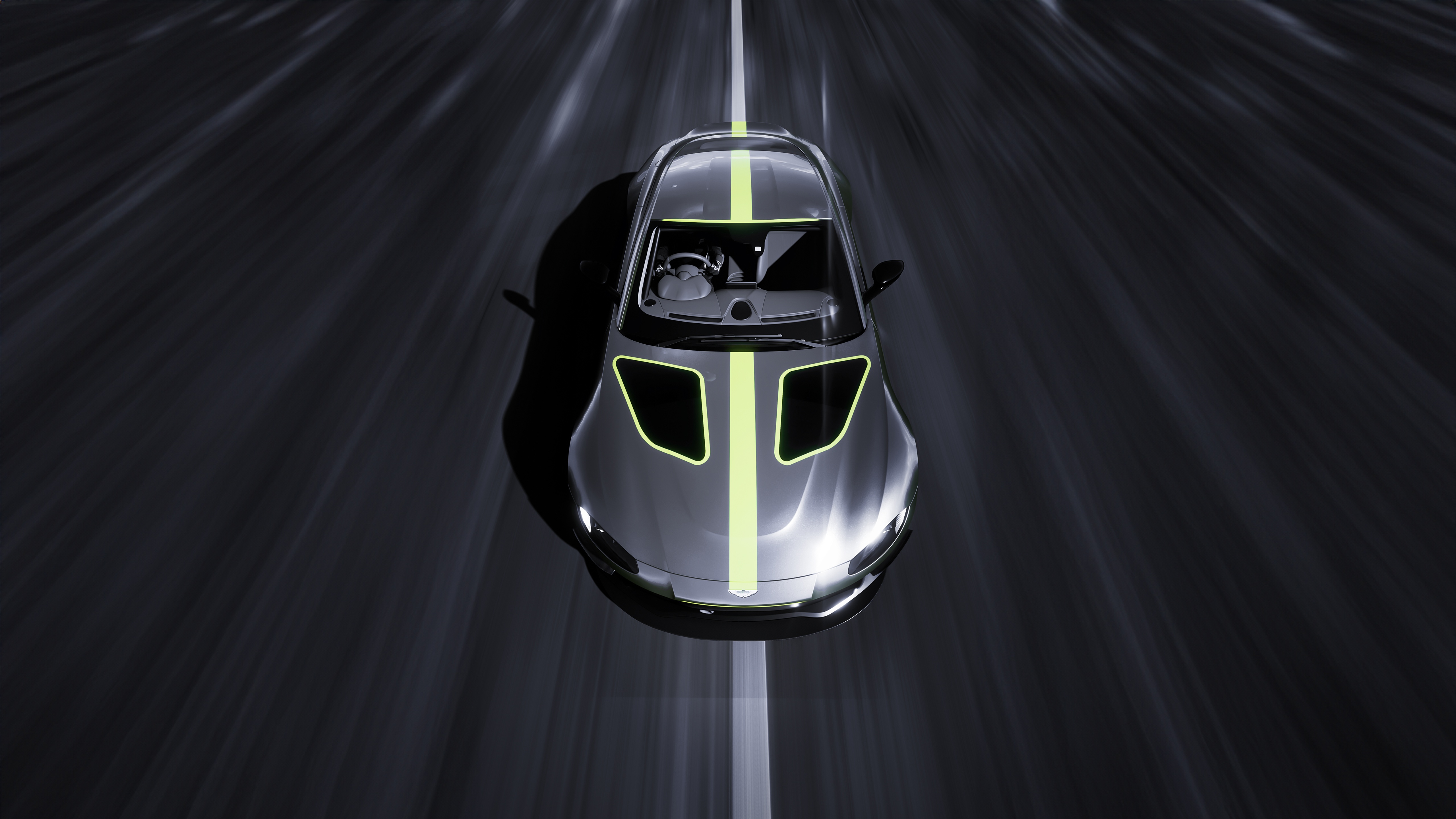 Mercedes Benz AMG GT R on a dark road HD Wallpaper