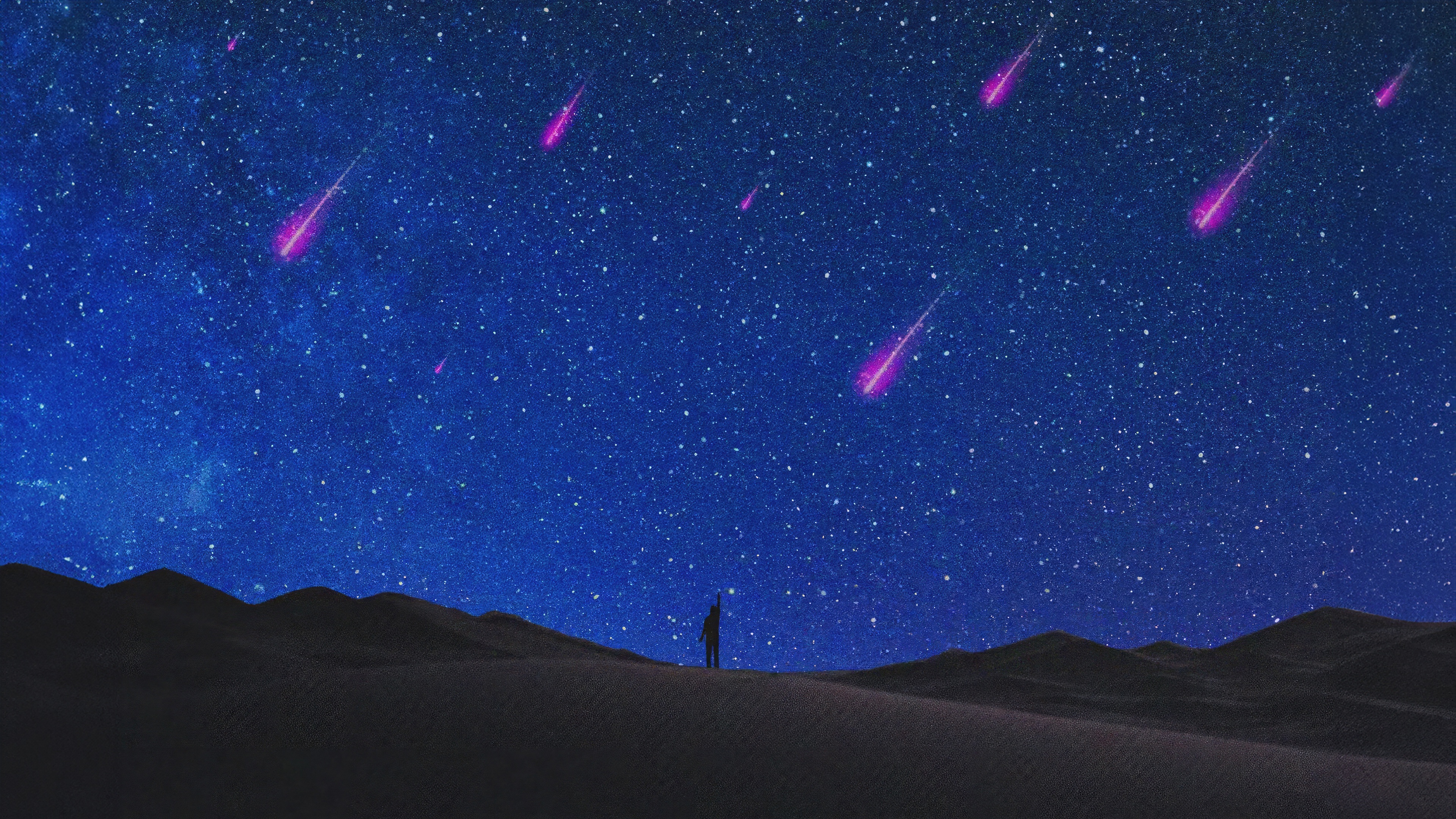 Shooting Stars Over Desert Dunes HD Wallpaper