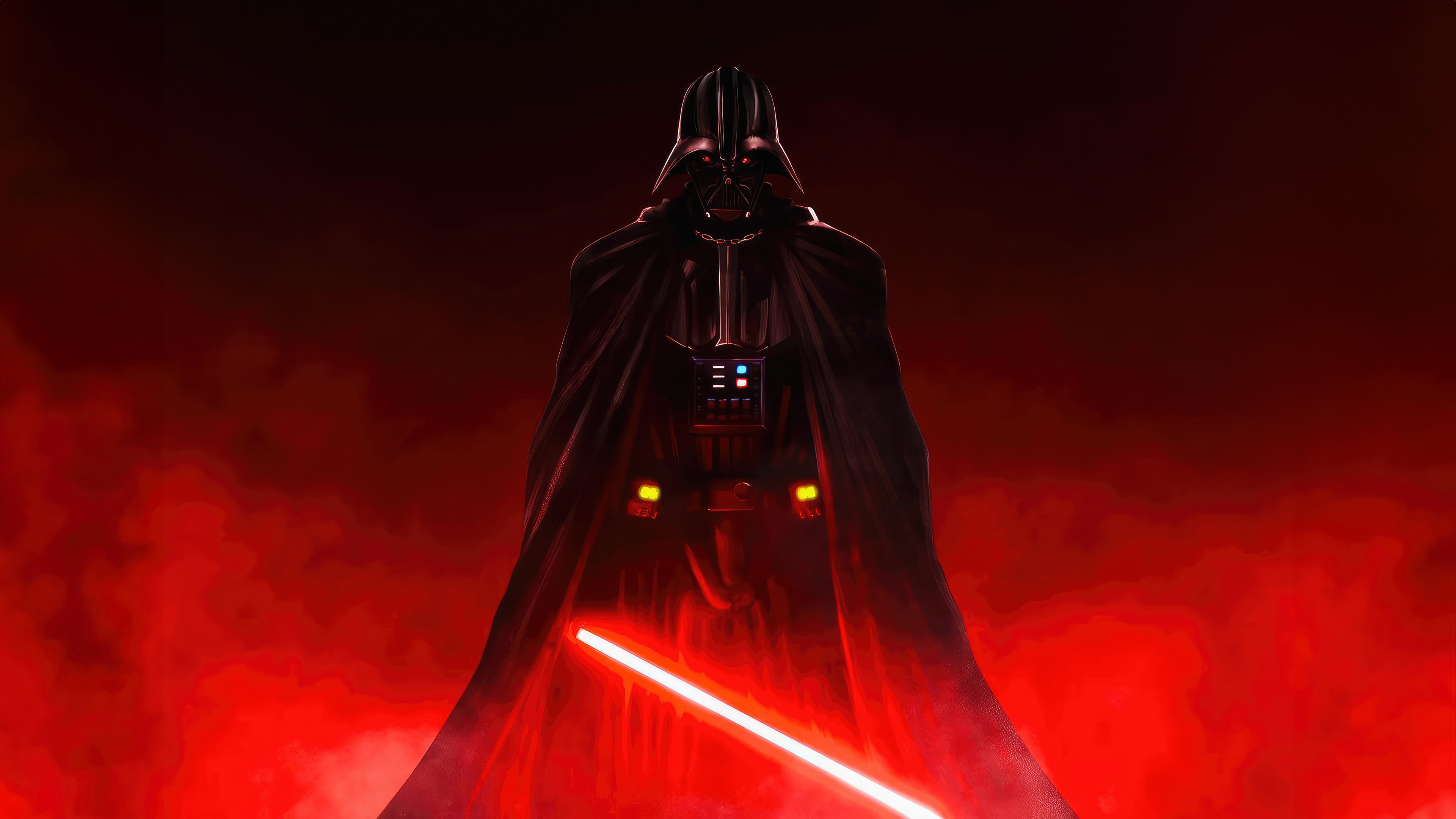 Darth Vader with a red lightsaber HD Wallpaper