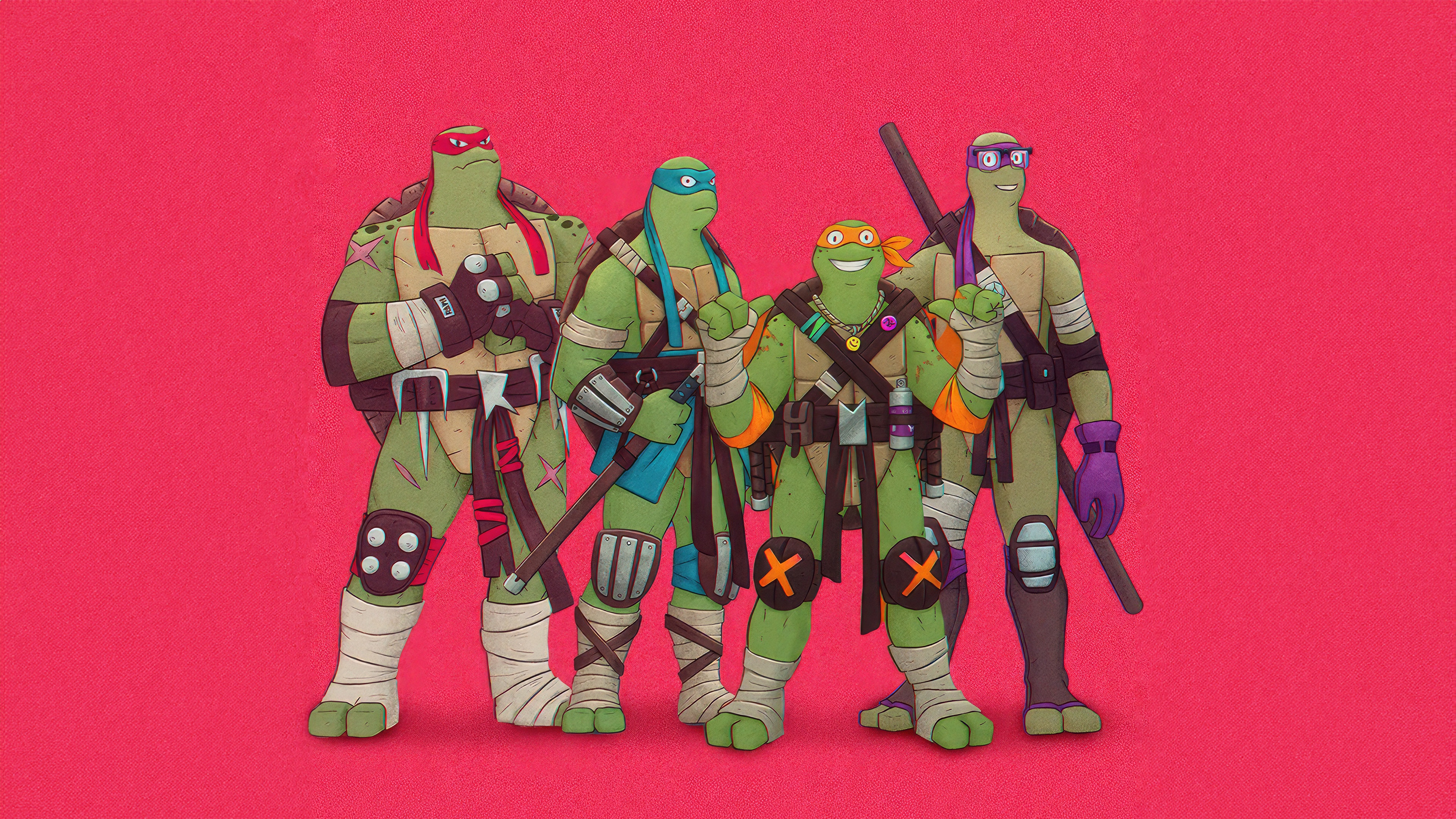Teenage Mutant Ninja Turtles standing together HD Wallpaper