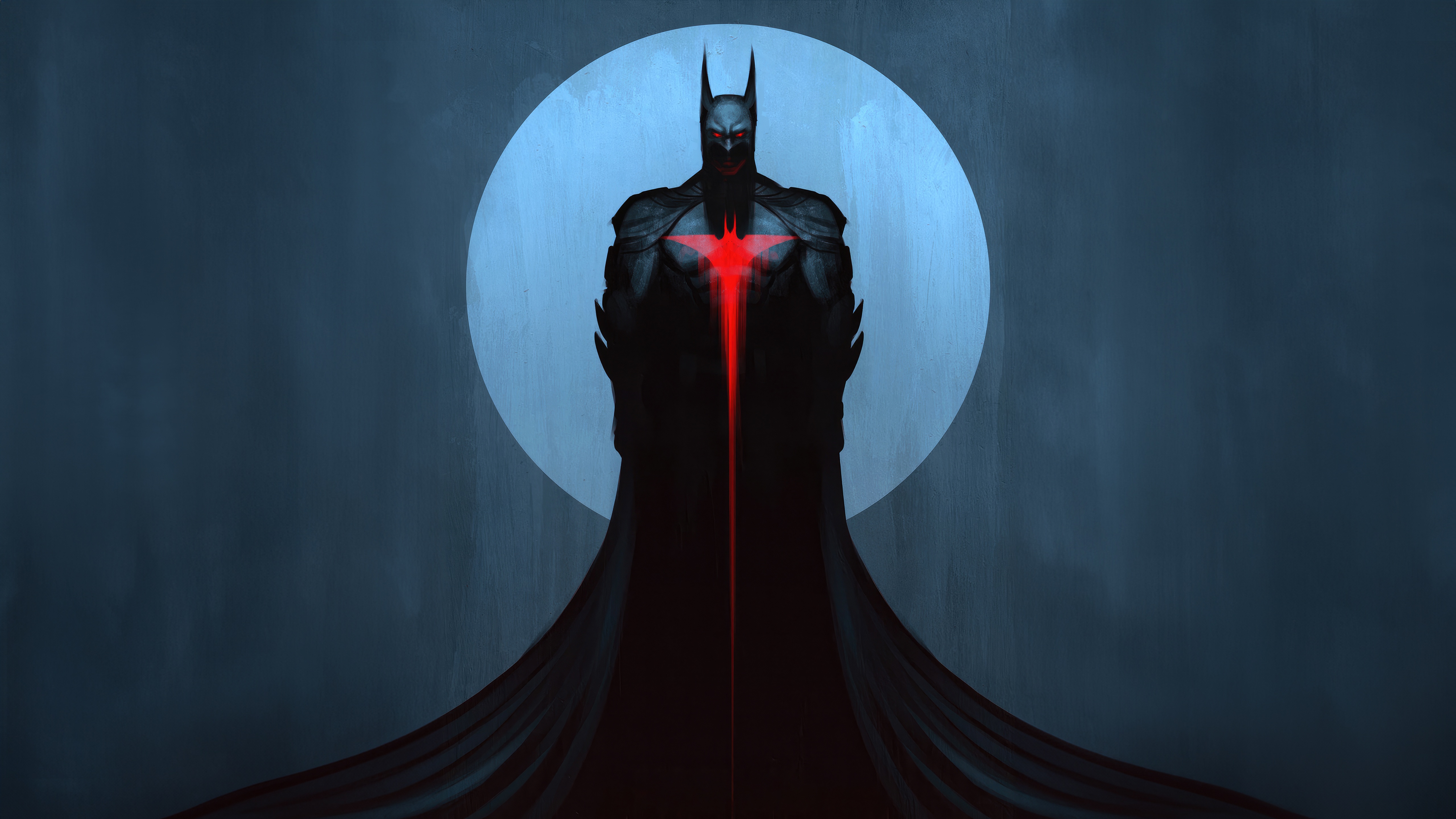 Batman with Red Bat Symbol and Moon HD Wallpaper