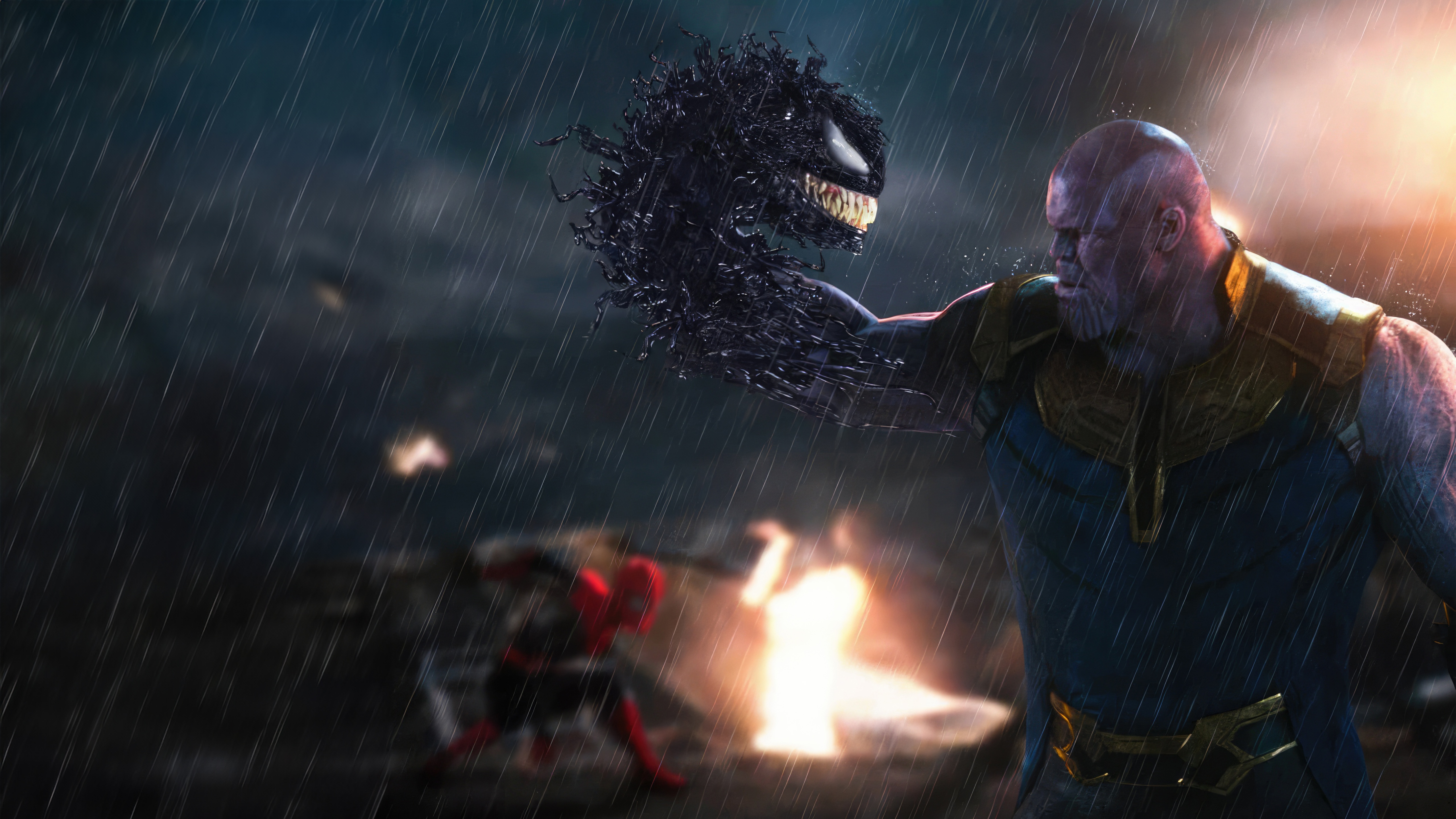 Thanos vs Venom in a What If scenario HD Wallpaper