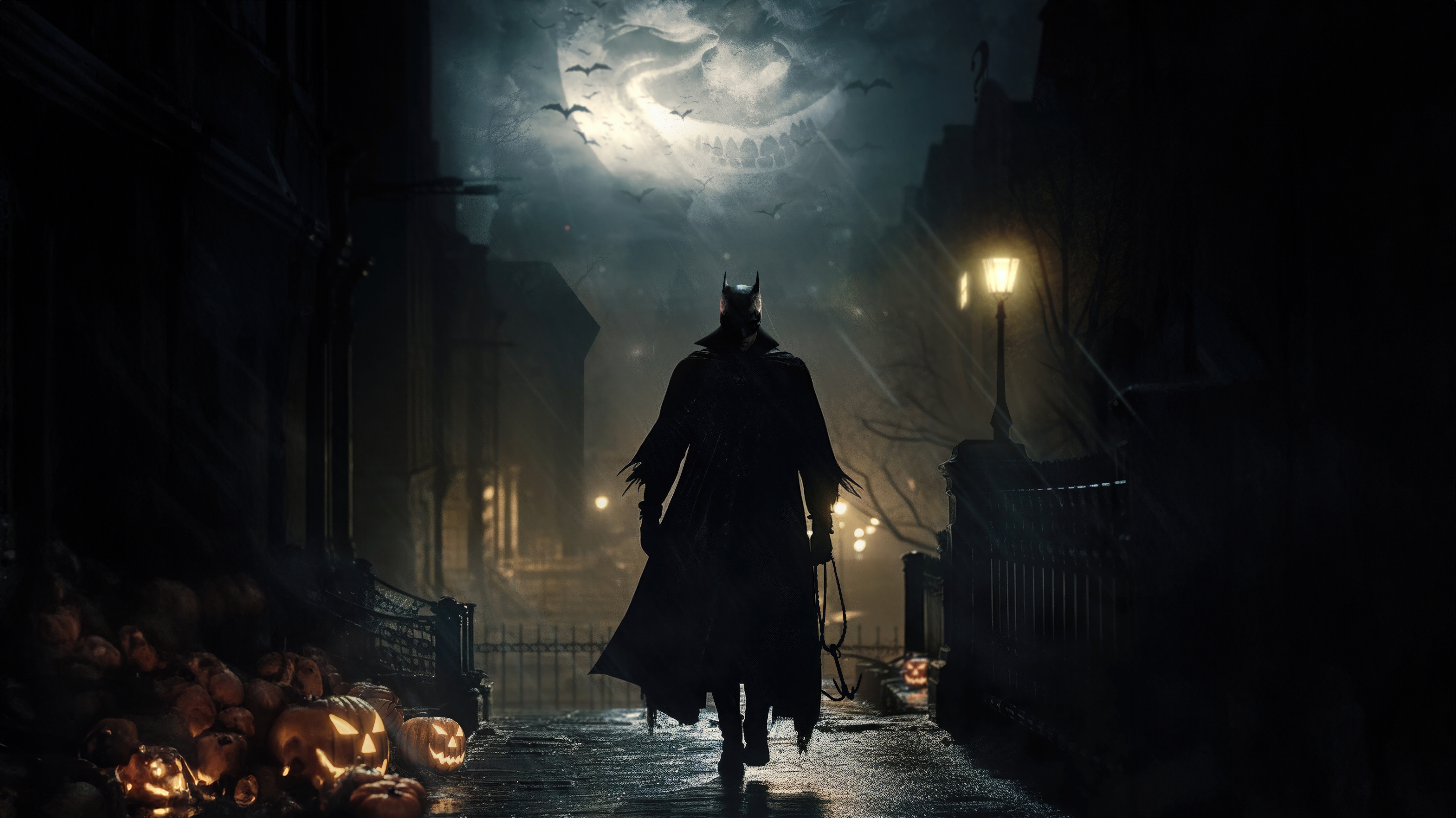 Batman on a Gothic Halloween Night HD Wallpaper
