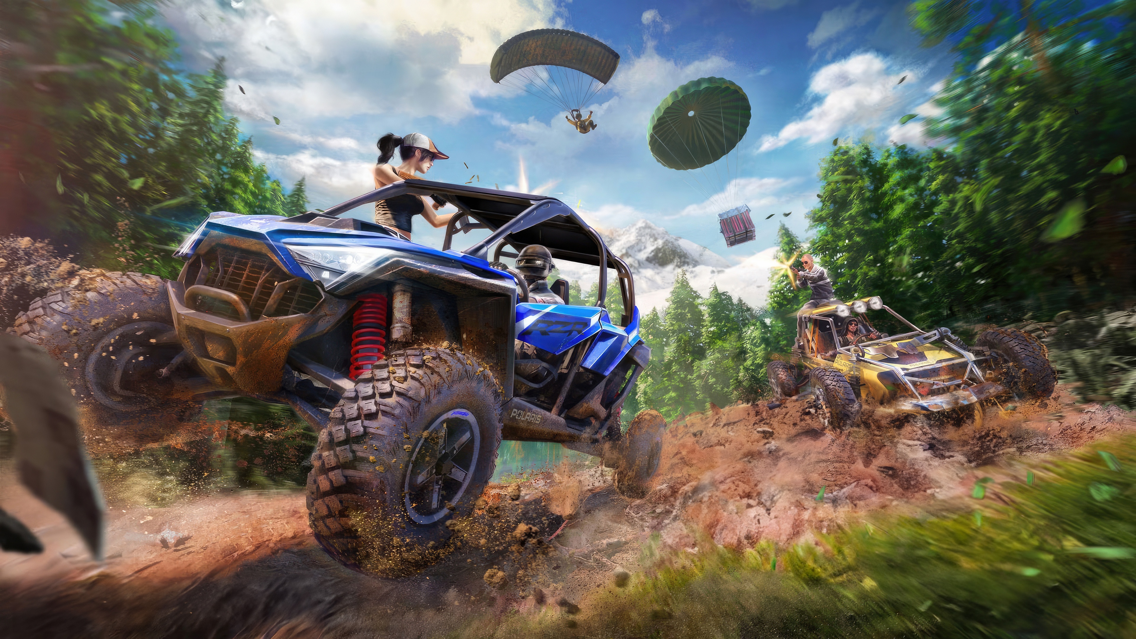 PUBG Mobile Polaris Game with Buggies and Parachutes HD Wallpaper