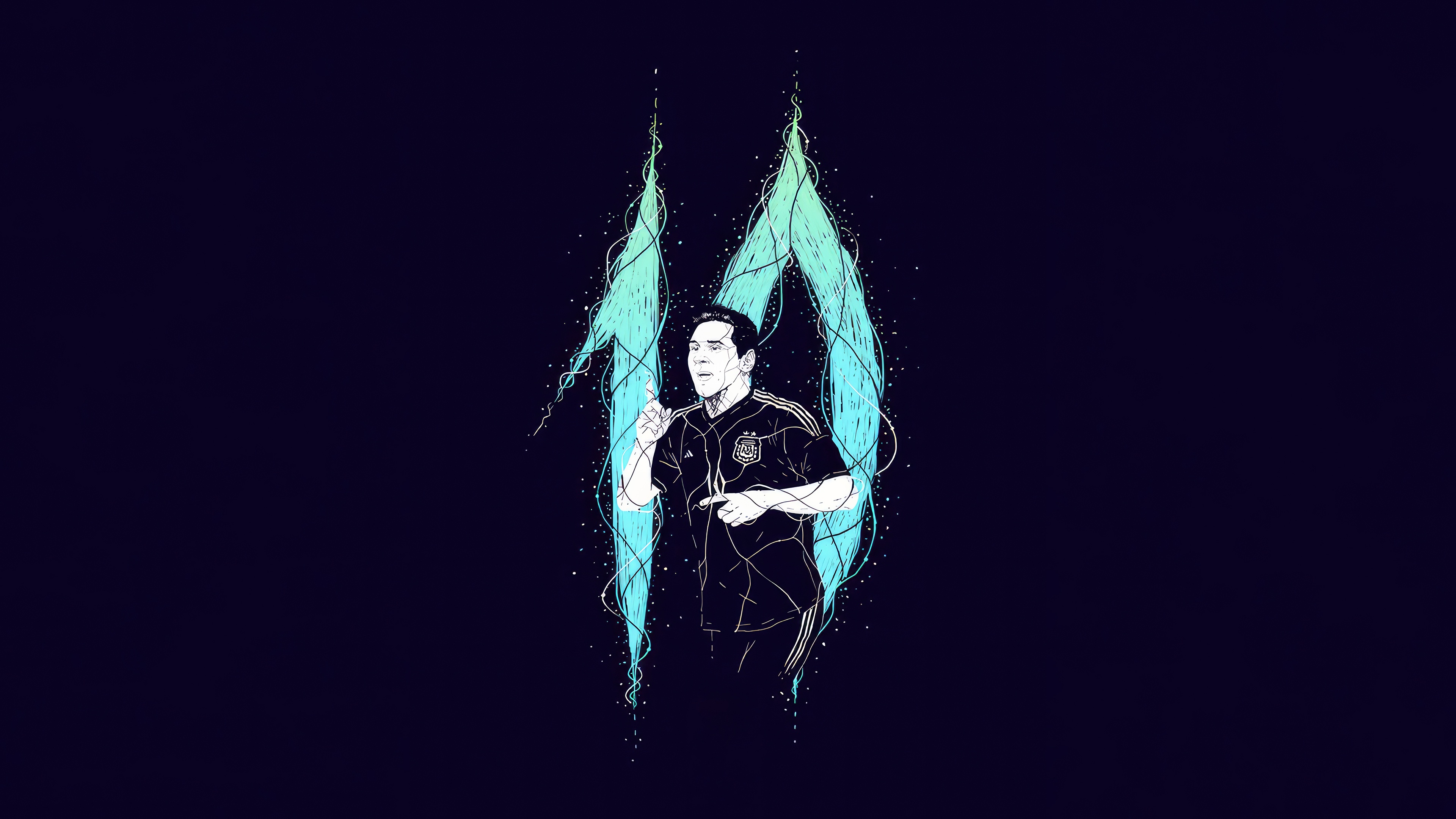 Lionel Messi with glowing blue '10' behind him HD Wallpaper