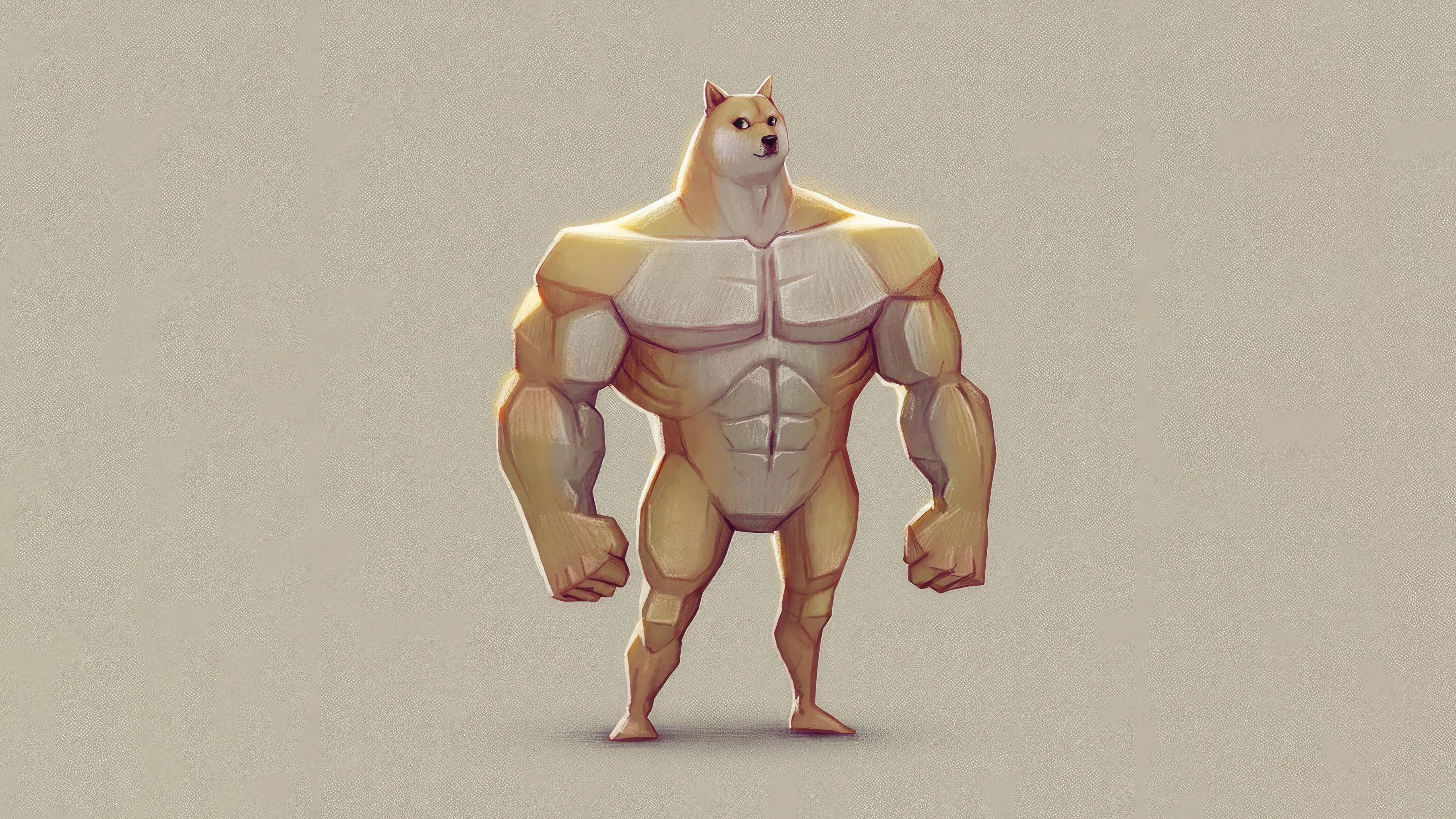 Buff Doge meme character standing HD Wallpaper