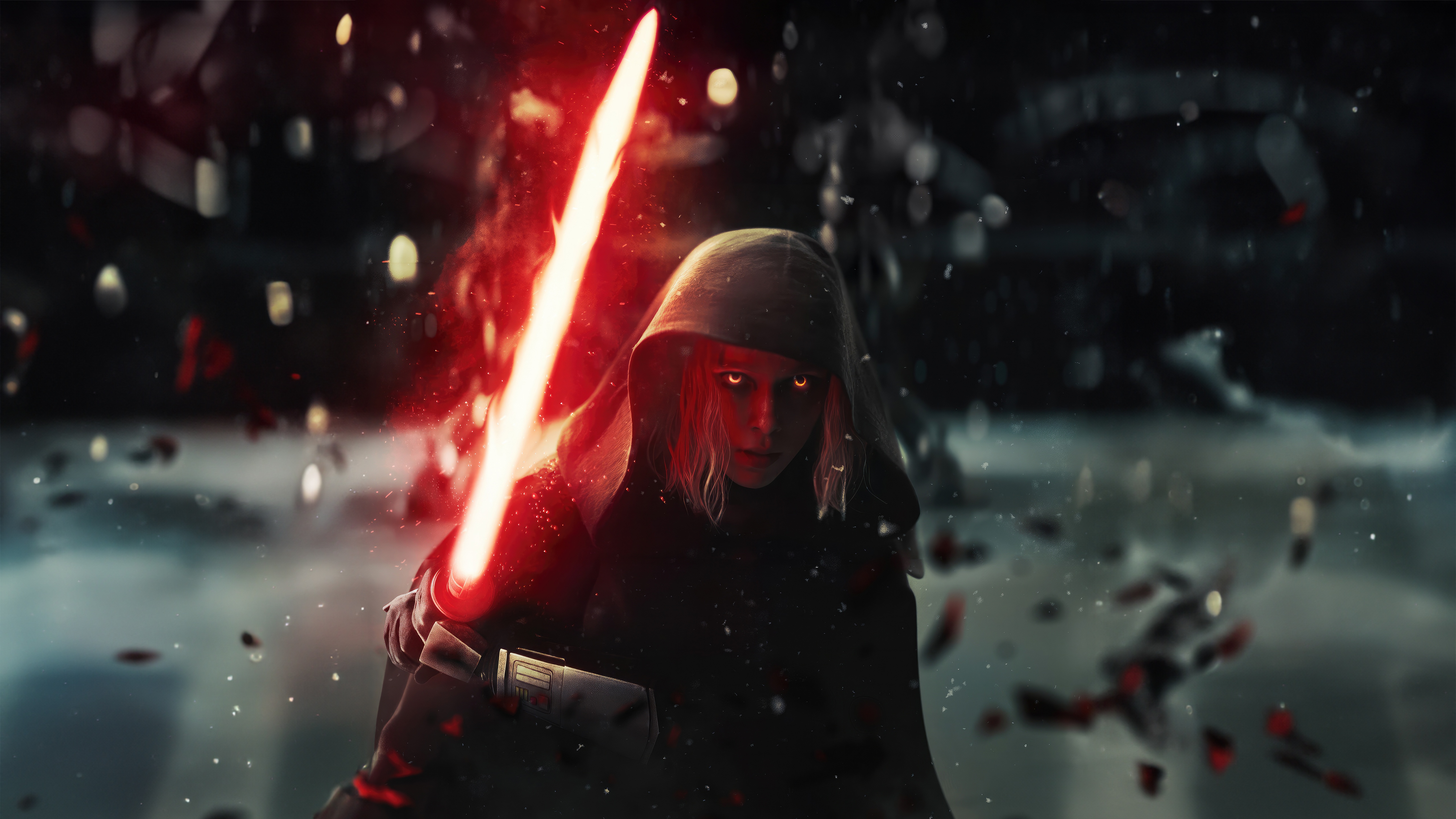 Shin Hati with a red lightsaber HD Wallpaper